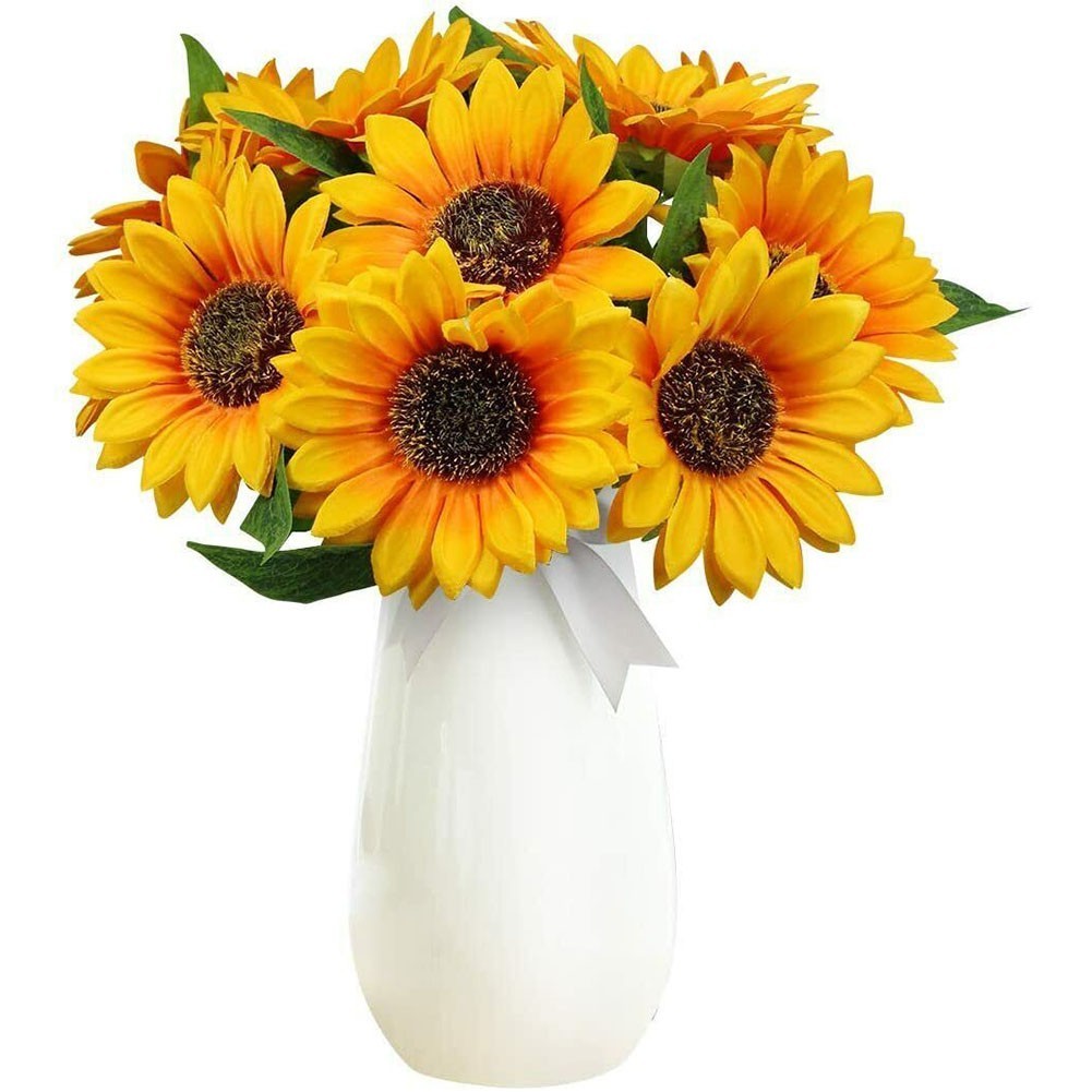 7 Heads Artificial Sunflowers Fake Flower Bouquet Garden Wedding Party Decor New
