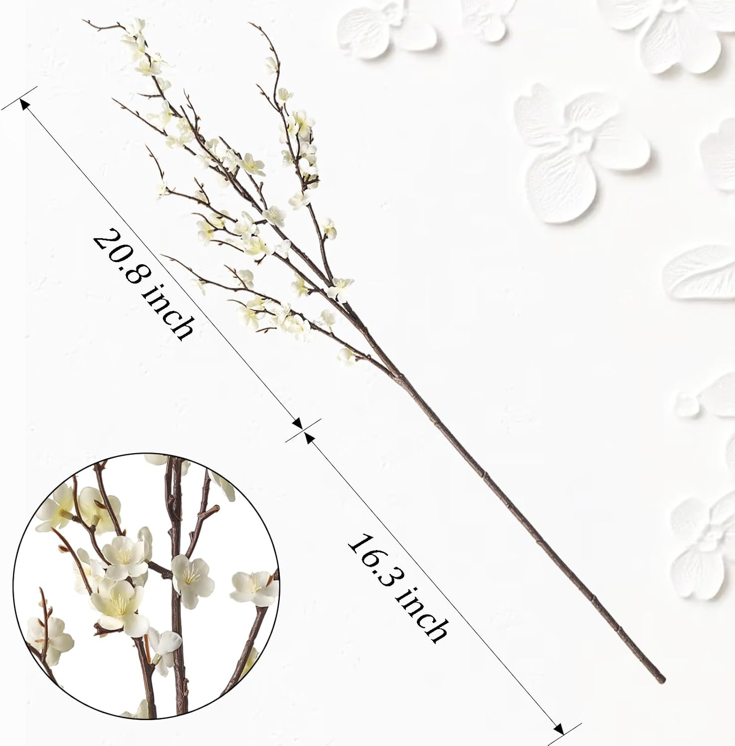 4 Pcs Cherry Blossom Branches 39 Inch White Fake Flowers Spring Decorations for