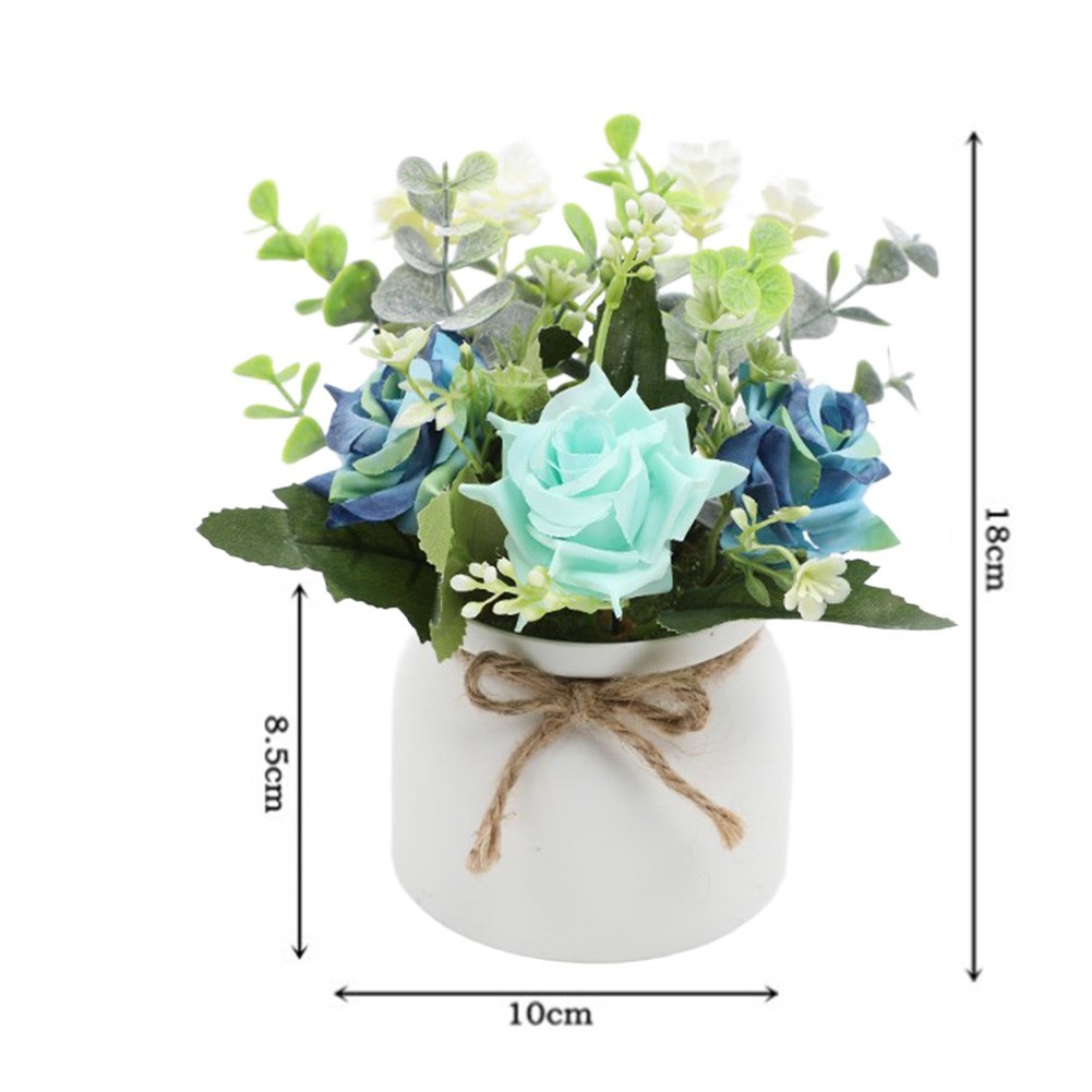 Silk Rose Eucalyptus Camellia Artificial Flowers Potted Plant Nordic Home Office