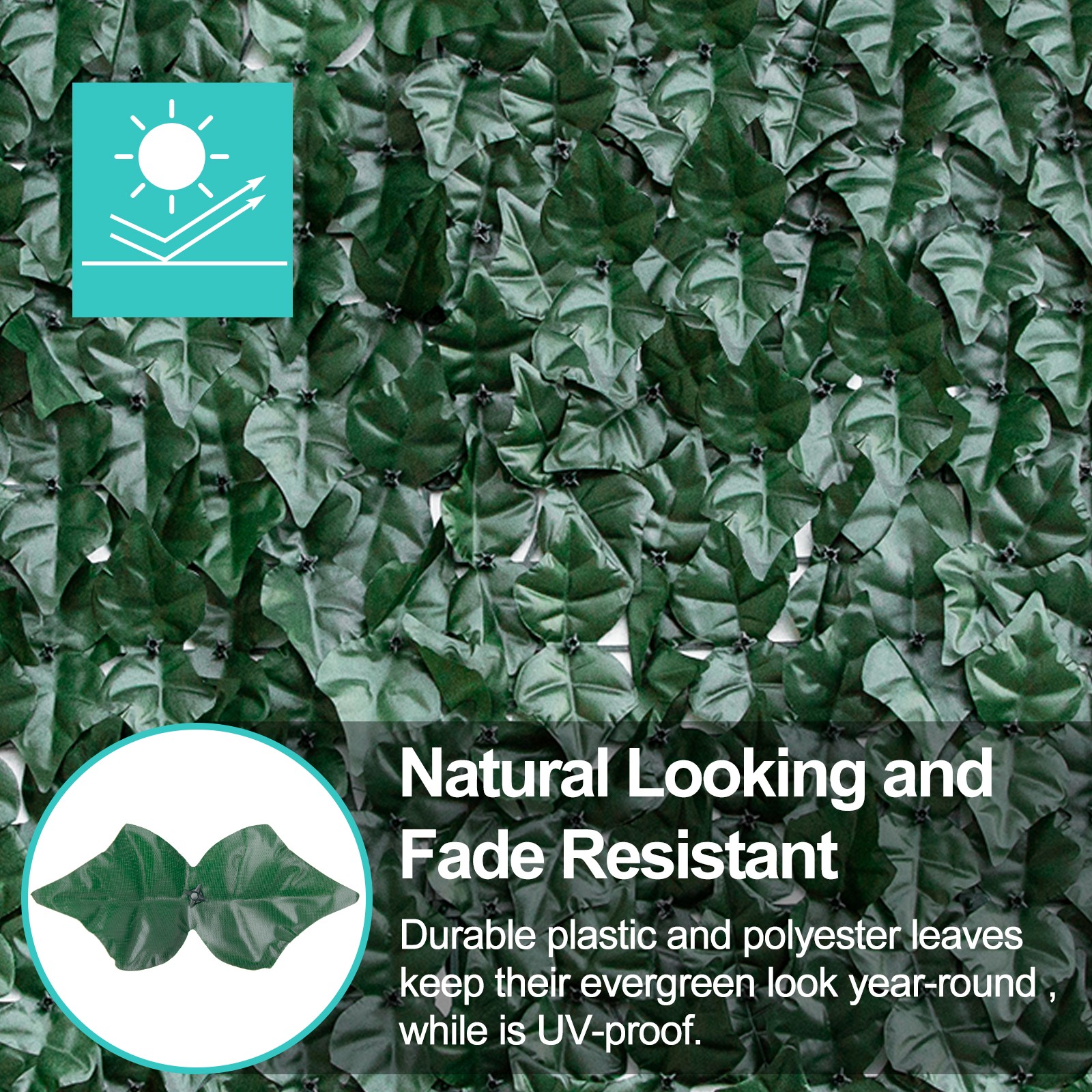 Artificial Ivy Hedge Green Leaf Fence Panels Faux Privacy Fence Screen Outdoor