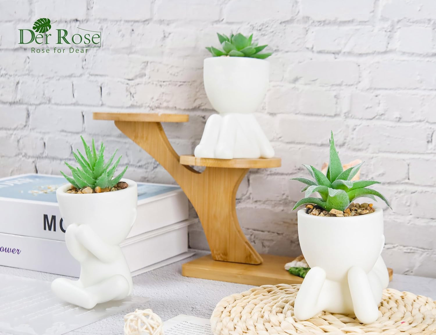 3 Pack Fake Plants Artificial Succulents Plants for Room Bathroom Home Office…