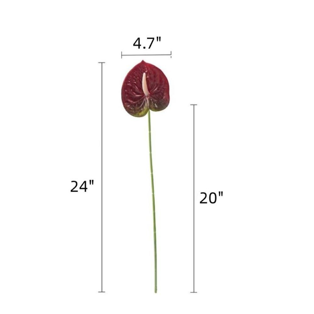 8 PCS 235/8 Inch Black Artificial Anthurium Fake Flowers Table Centerpieces