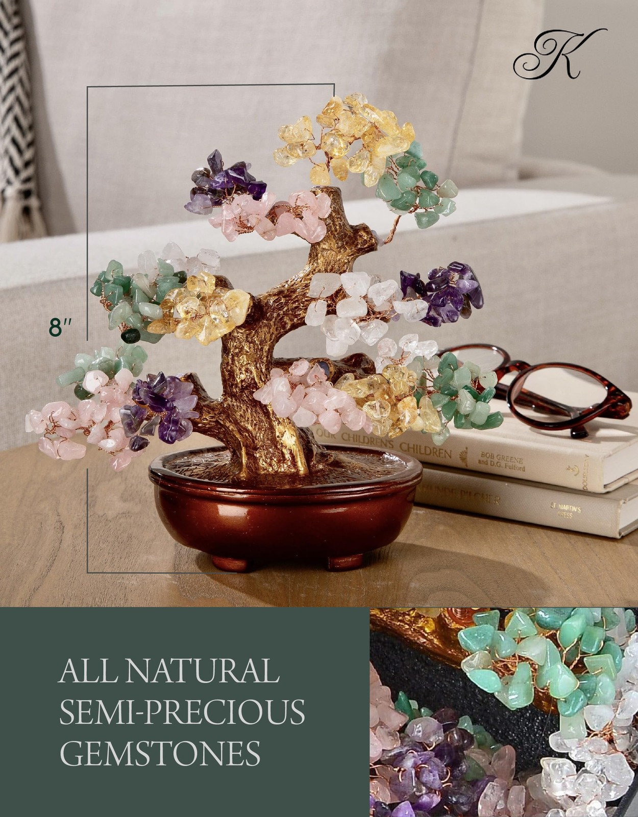 Natural Tree of Life (360 Gemstone Count) Chakra Crystal Tree – Bonsai Feng S…