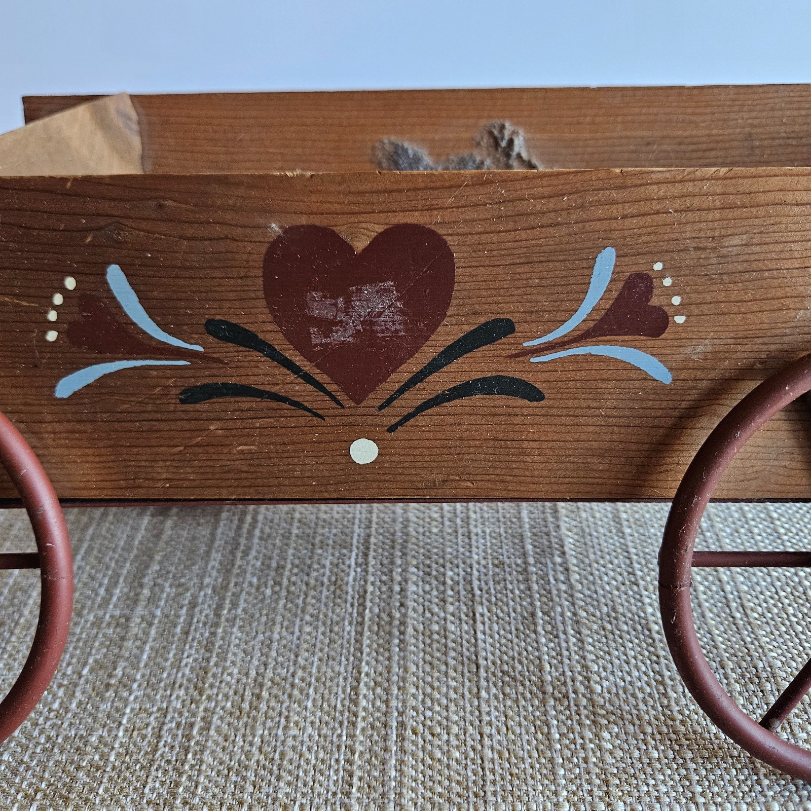 Rustic Wooden Wagon Decor Primitive Farmhouse Country Planter Cart 13″