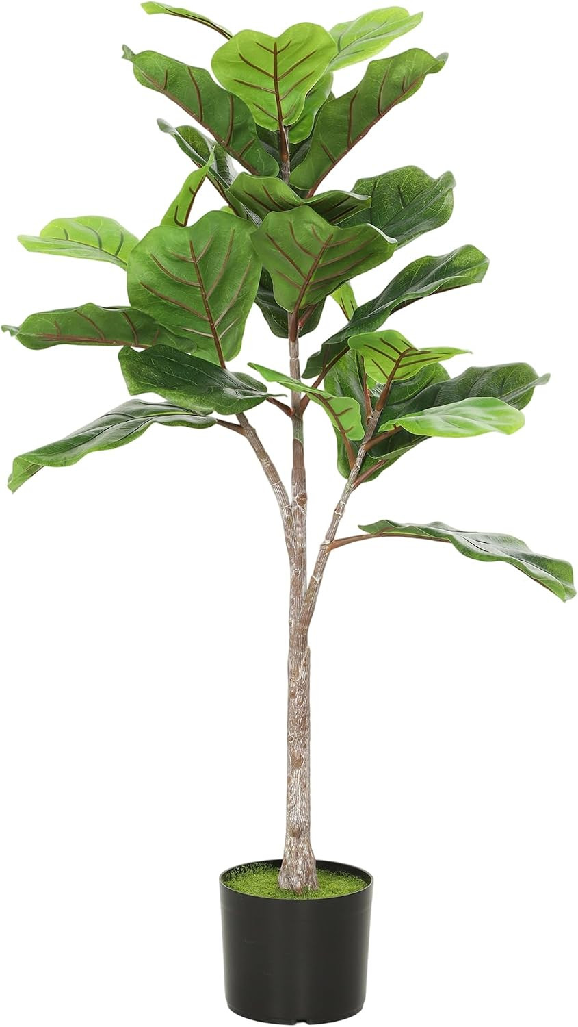 Artificial Fiddle Leaf Fig Tree with Pot, 43″, Green | 28 PEVA Leaves, Flocked S
