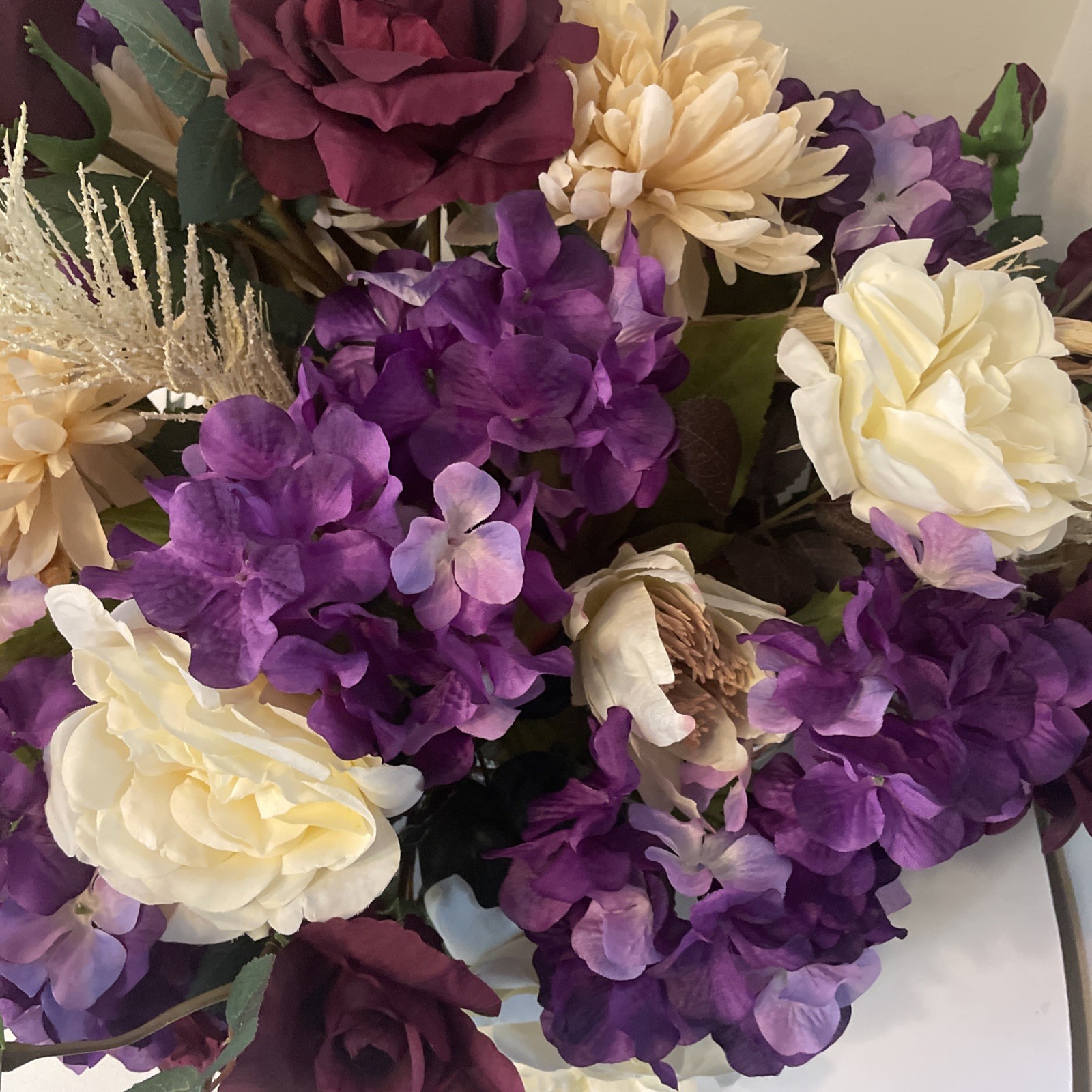 Blush Purple Floral Centerpiece, Romantic Table Decor, Neutral Ivory Arrangement