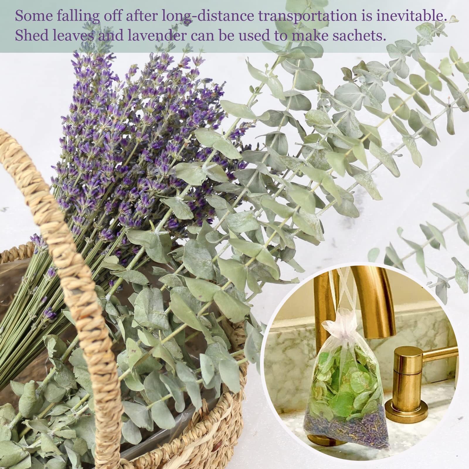 68 Pcs Mix Eucalyptus Stems & Dried Lavender Bundle for Shower 17 Natural Real
