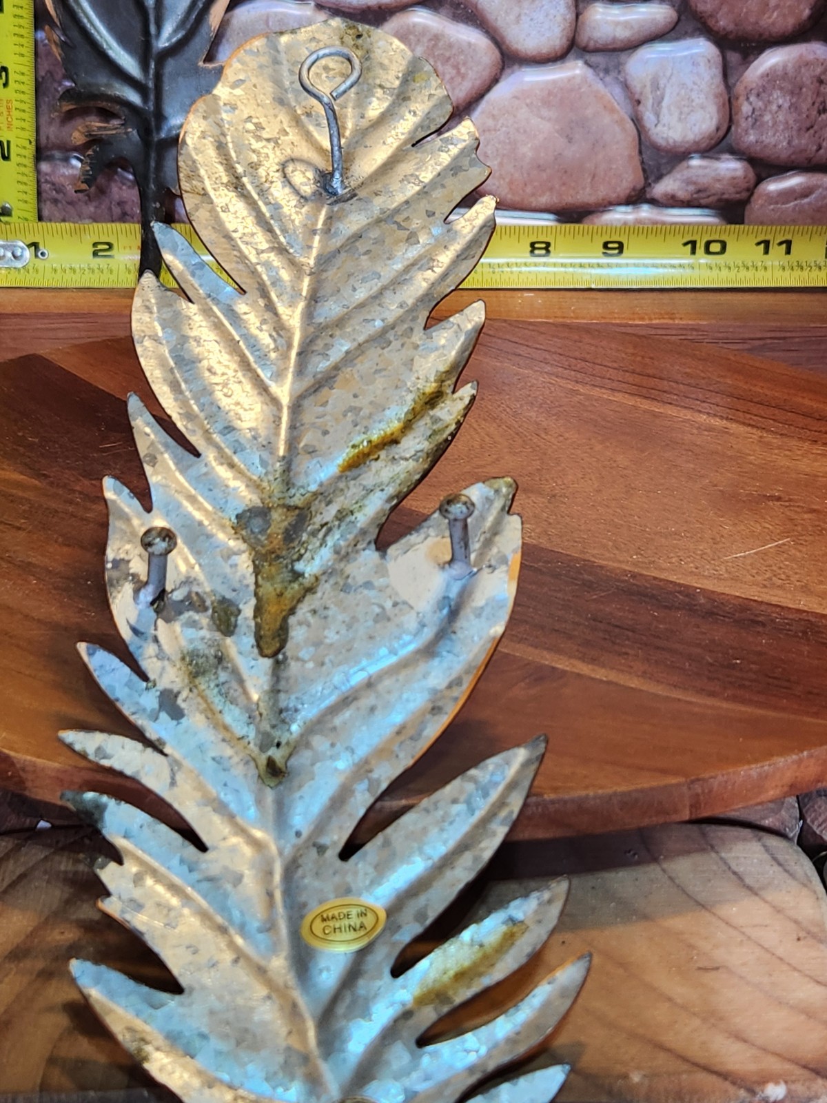3 stamped steel LEAVES 27″ 15″ 14″ Wall Art NEW-Vintage STOCK-STEAMPUNK ART