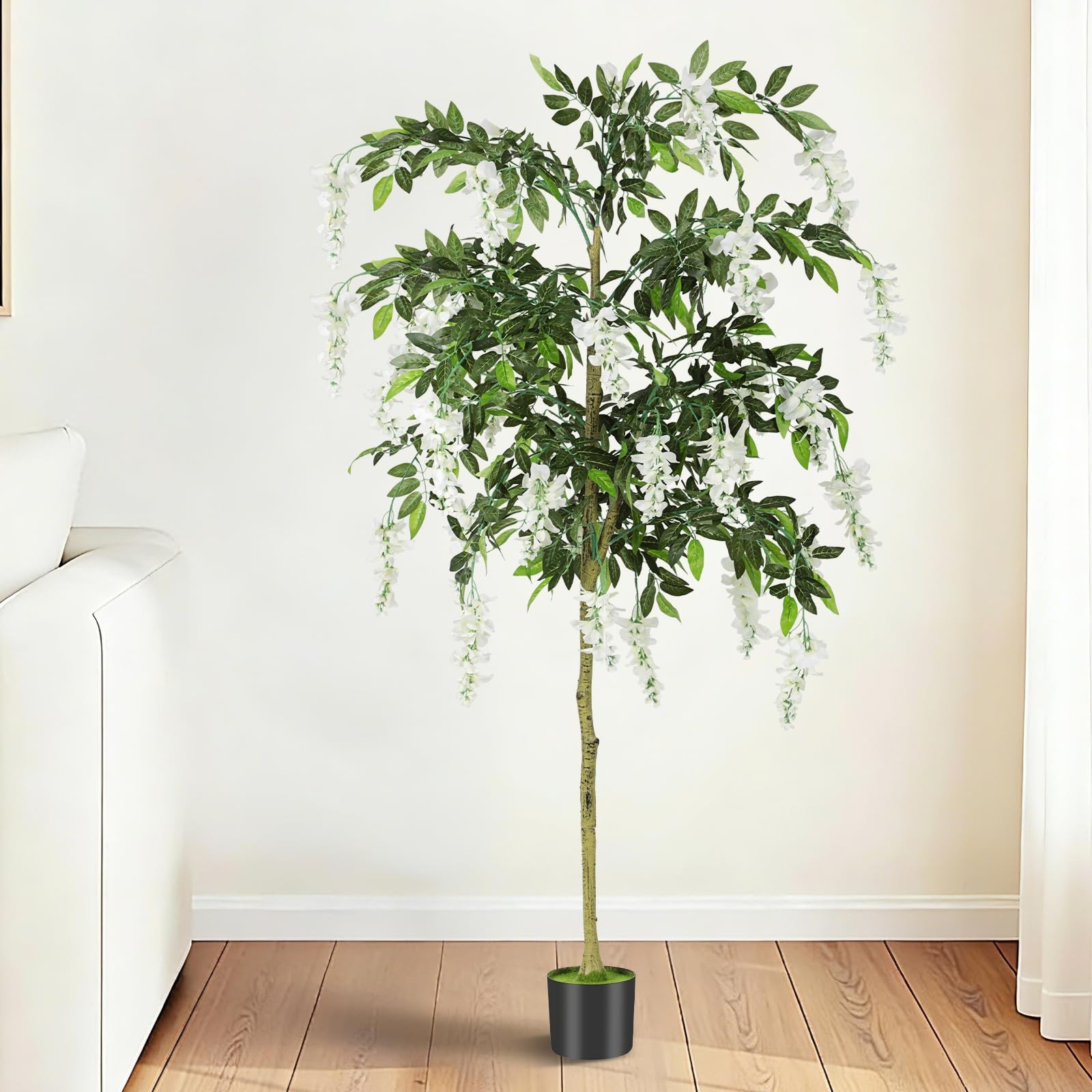 6FT Ficus Tree Artificial Indoor Tall Faux Wisteria Tree in Nursery Pot Fake …