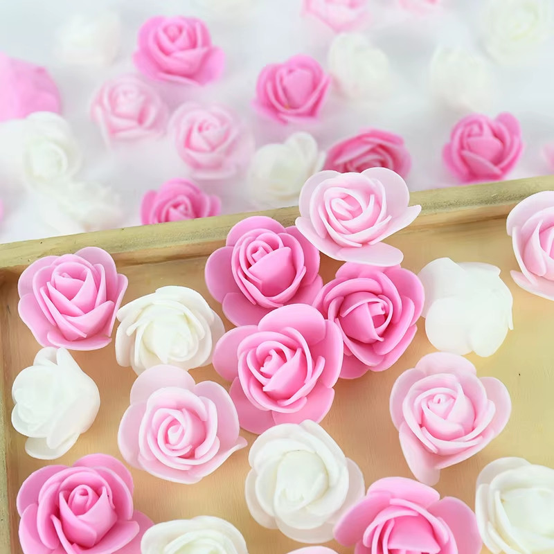 50/100/200Pcs 3.5Cm PE Foam Rose Head Artificial Flower for Wedding Birthday Par