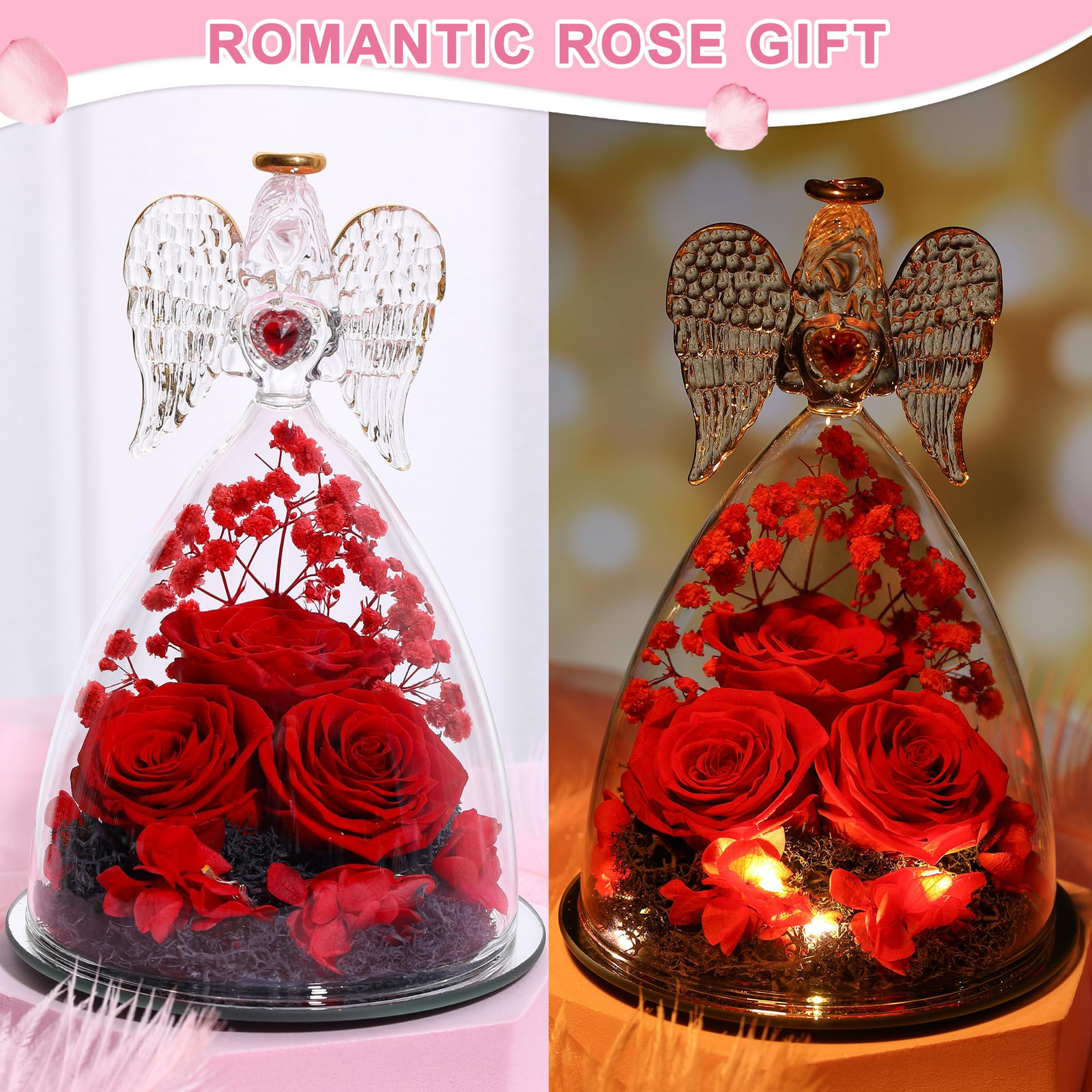 Mothers Day Rose Gifts for Women, Large Angel Figurines with Real Roses, Pres…