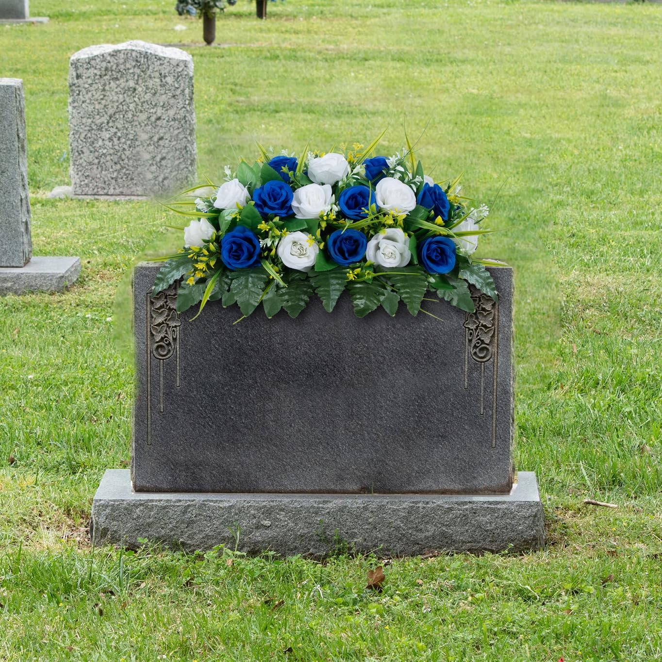 Cemetery Headstone Flower Saddle – Artificial Cemetery Flowers Rose, Grave De…