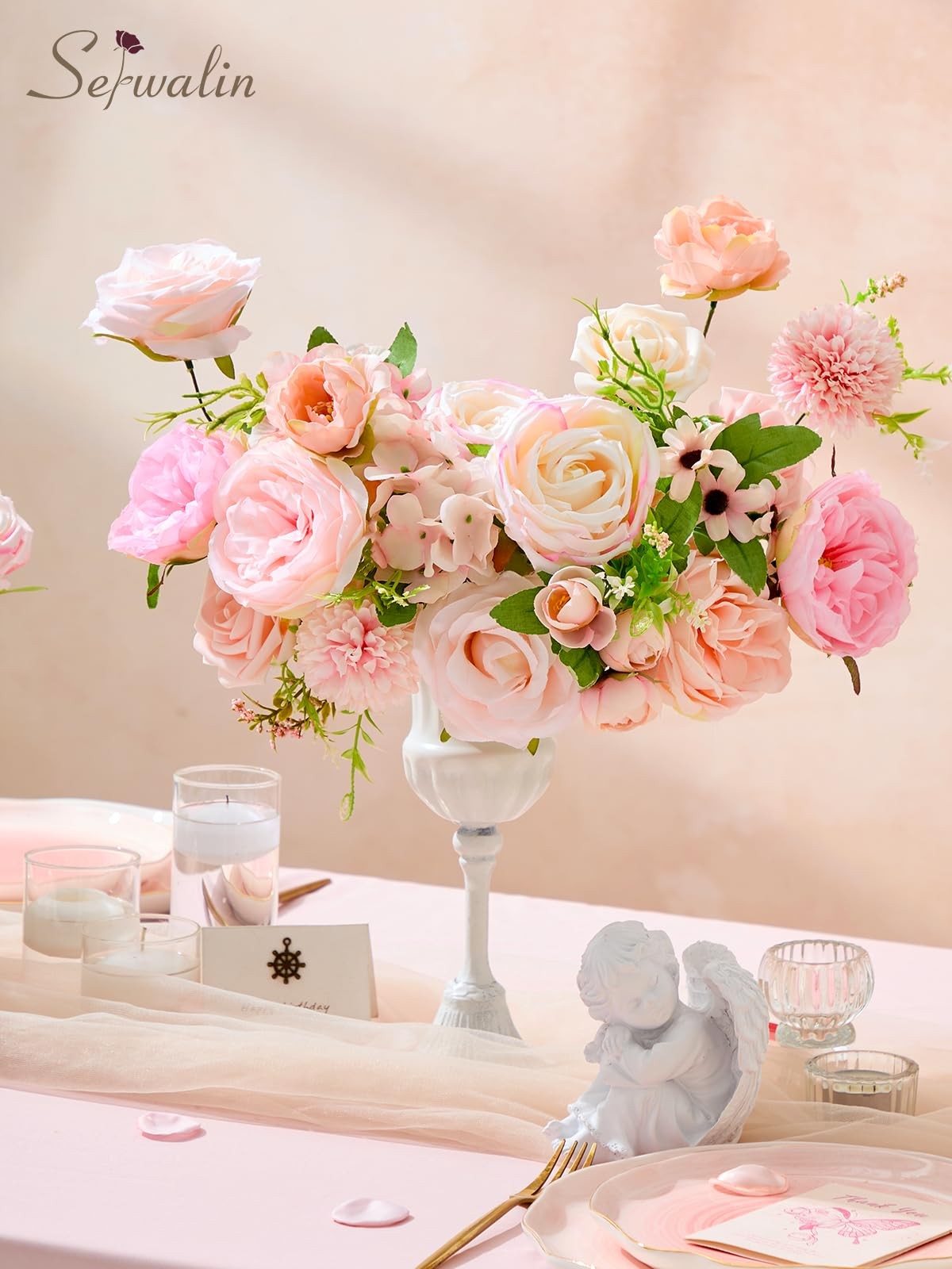 Artificial Flowers Pink Flowers Fake Silk Flowers Wedding Cake Flowers for We…