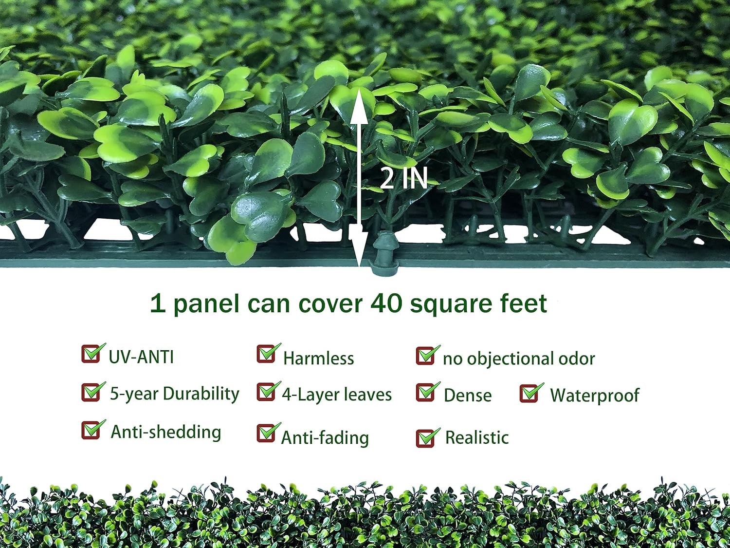 Artificial Greenery Wall Panel 48 Inch x 120 Inch for Outdoors