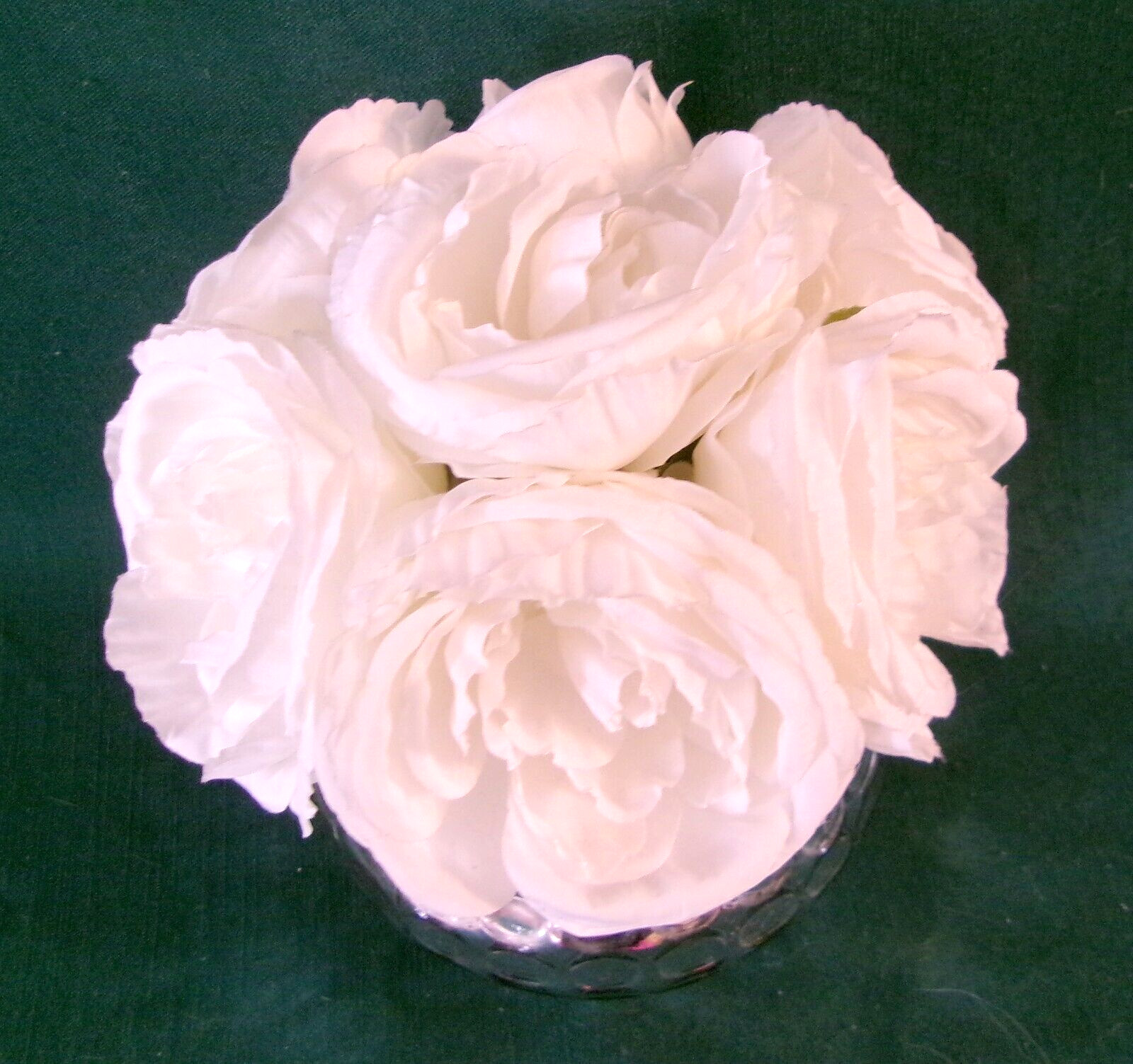 ARRANGEMENT Floral White Rose Artificial Silk Silver Vase Home Decorations