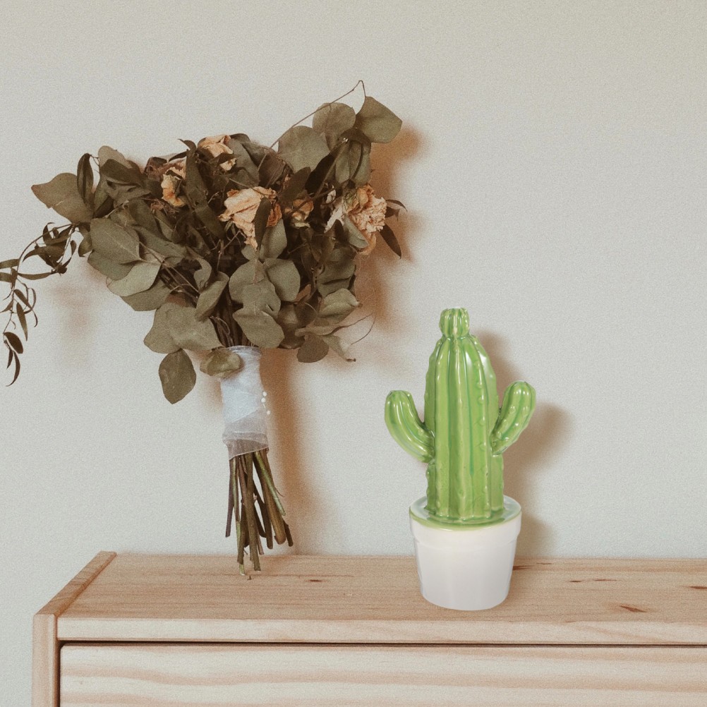 Artificial Small Ceramic Cactus Plant Fake Bonsai Ornament For Office Home