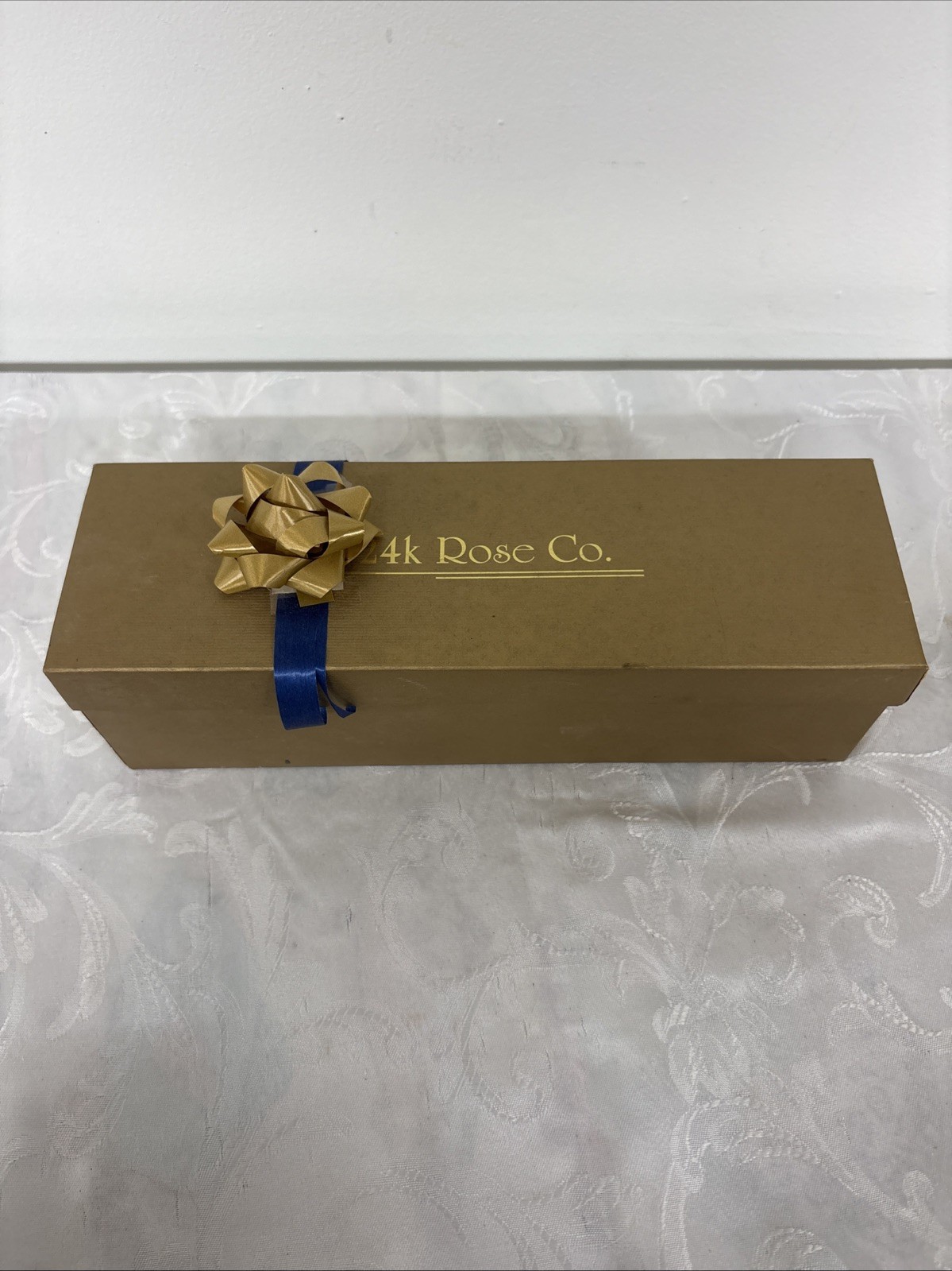 Vtg Real 24k Dipped Green American Rose Bradow Jewelers Watertown WI with Box