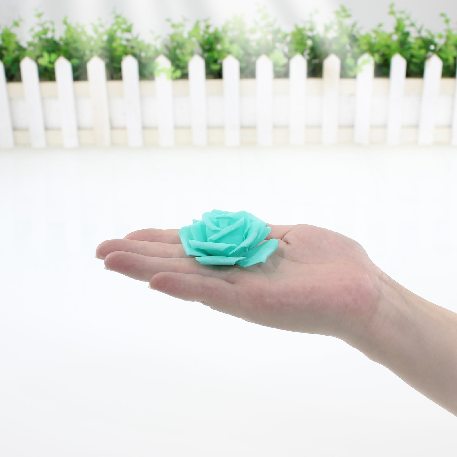 100 PCS Teal Green 2 Inch Artificial Flowers Foam Rose Head Table Centerpiece