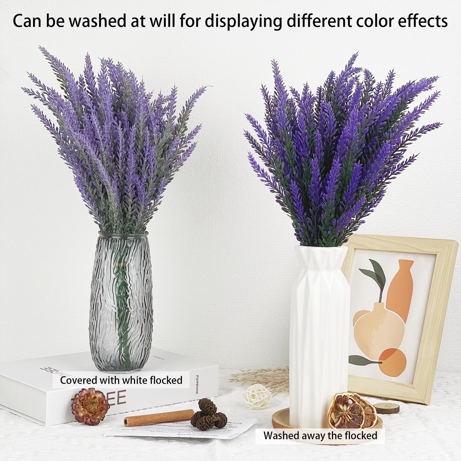 26 Bundles Lavender Fake Artificial Flowers, Faux Plastic Plants for Home Dec…