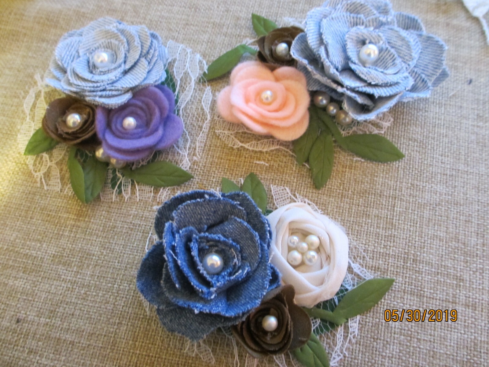 Purple Baby Flower Rustic Denim Rose Headband Flowers,Rustic Denim Rose Headband