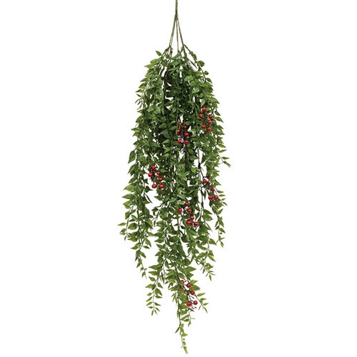 Lady Ruscus & Berries Hanging Bush Drip Garland 36″ Long Christmas Winter Decor