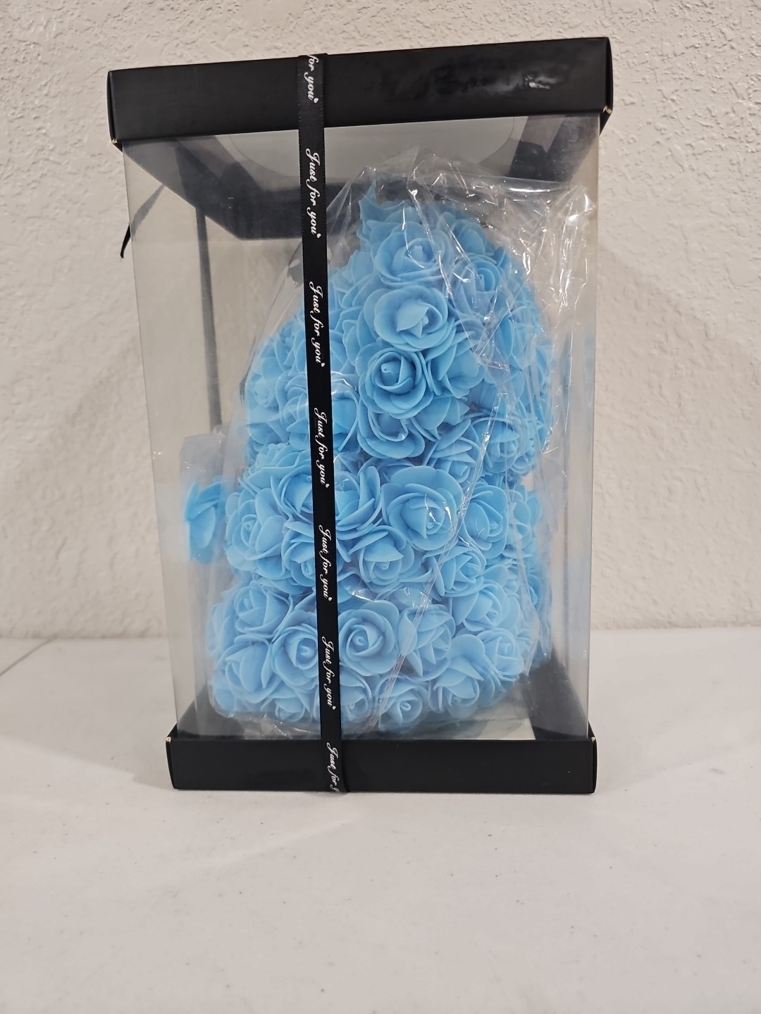 Blue Rose Teddy Bear Artificial Rose Flower Bear Gift