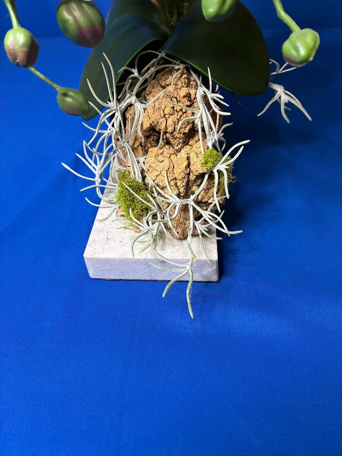 Orchid Marble Base Natural Bark Handmade USA