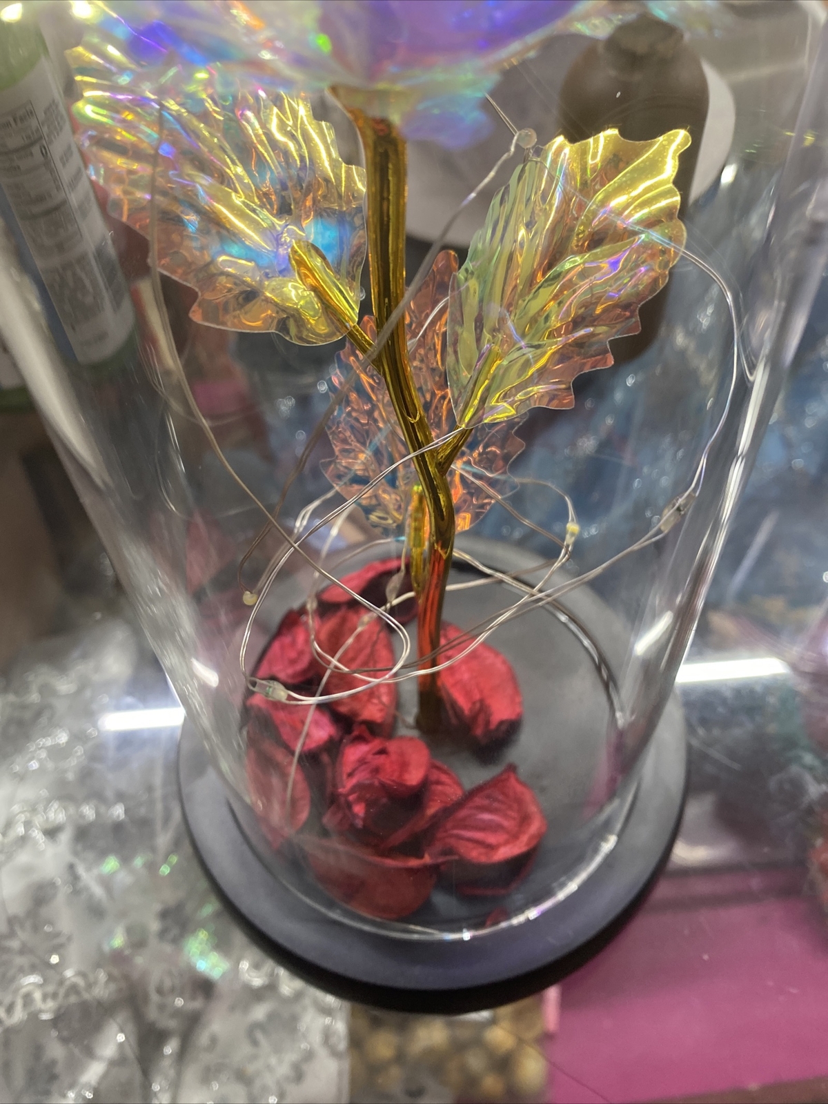 Enchanted Forever Rose Flower In Glass Dome LED Light Decor Valentine’s Day Gift