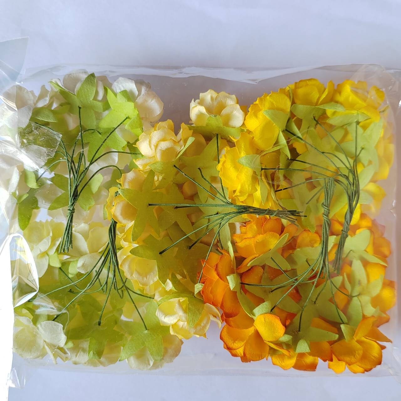 50 Mix Yellow Tone Artificial Flowers Rose Flower Paper Flower size 30-35 mm