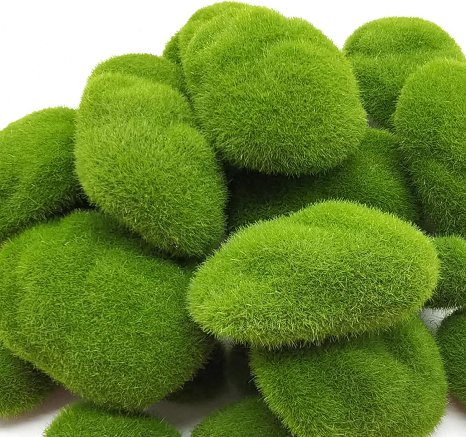 30PCS 3 Size Artificial Moss Rocks Decorative, Green Moss Balls,Moss Stones,