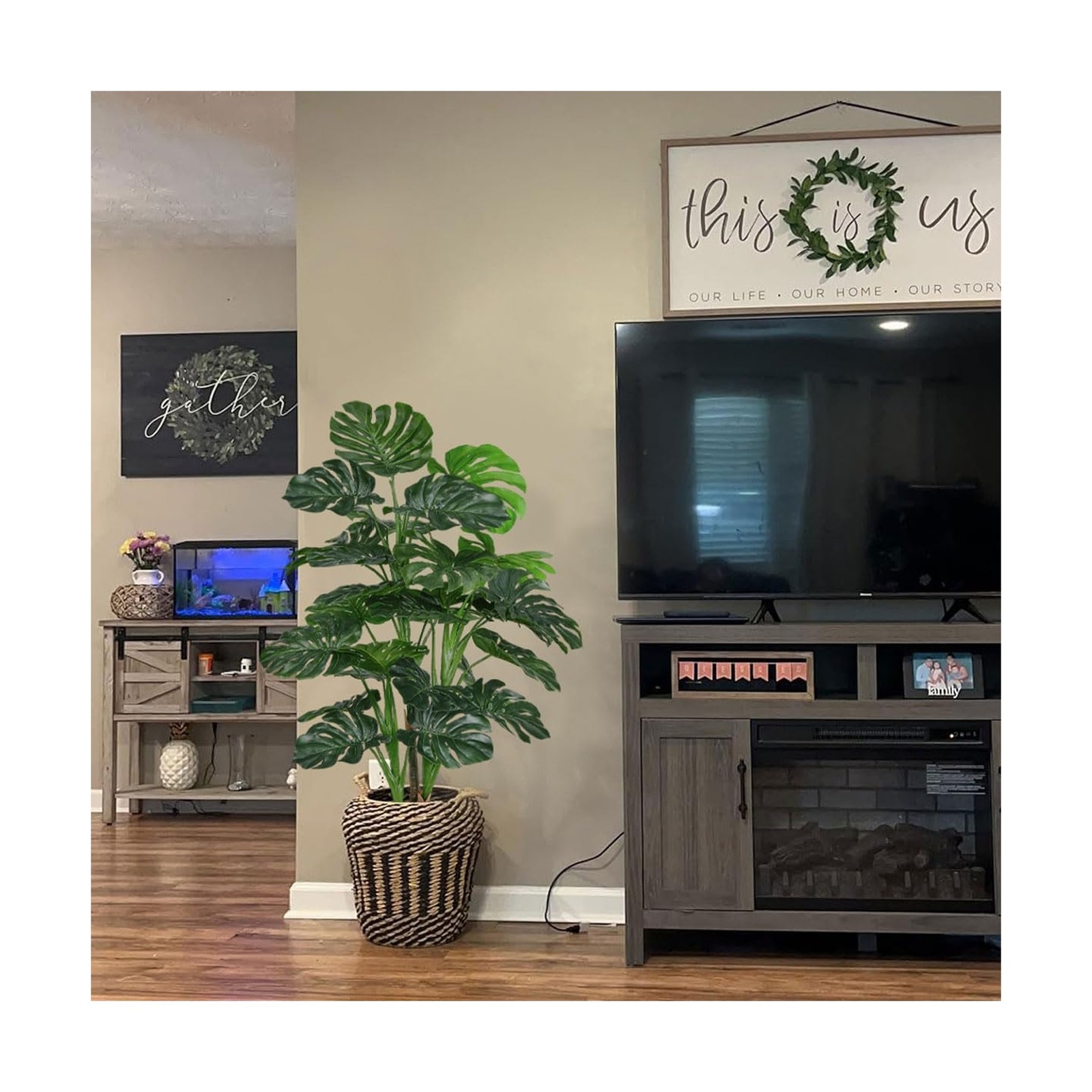Aveyas 54” Tall Large Artificial Monstera Deliciosa Plants, 4.5 Feet Faux Sw…