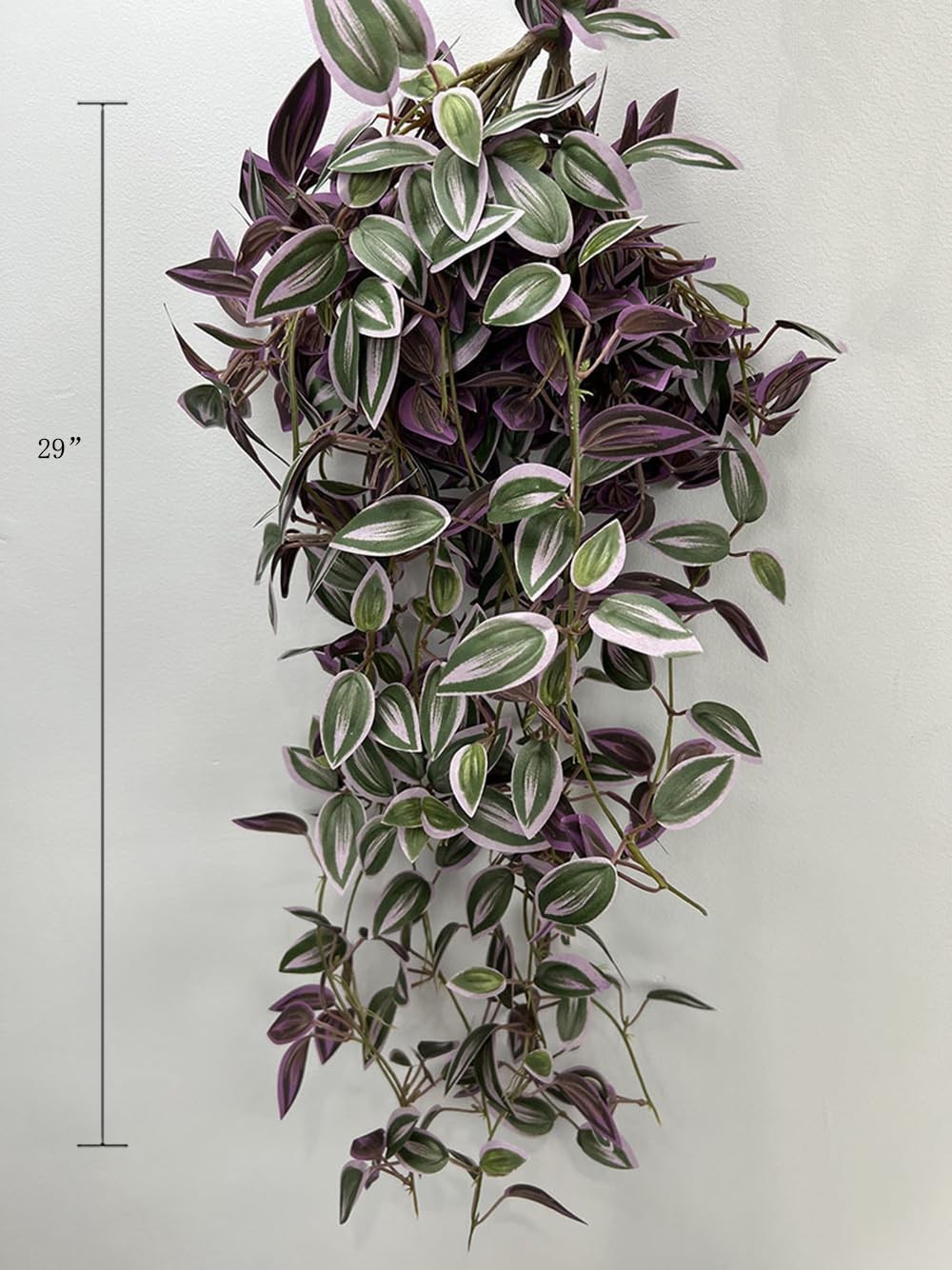 2Pcs Wandering Jew Plant Artificial Hanging Vine 29.5Inch Fake Eyebrow Leaves…