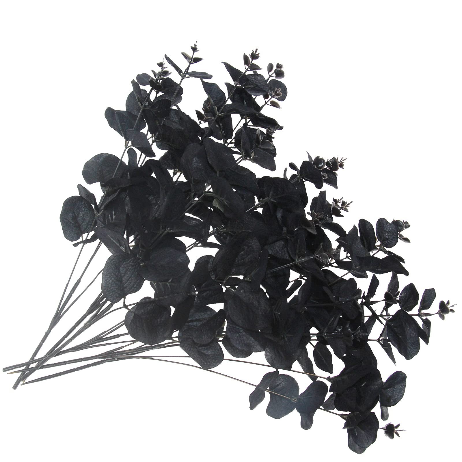 Tinsow 10 Pcs Black Artificial Eucalyptus Branches Stems Faux Eucalyptuses Real