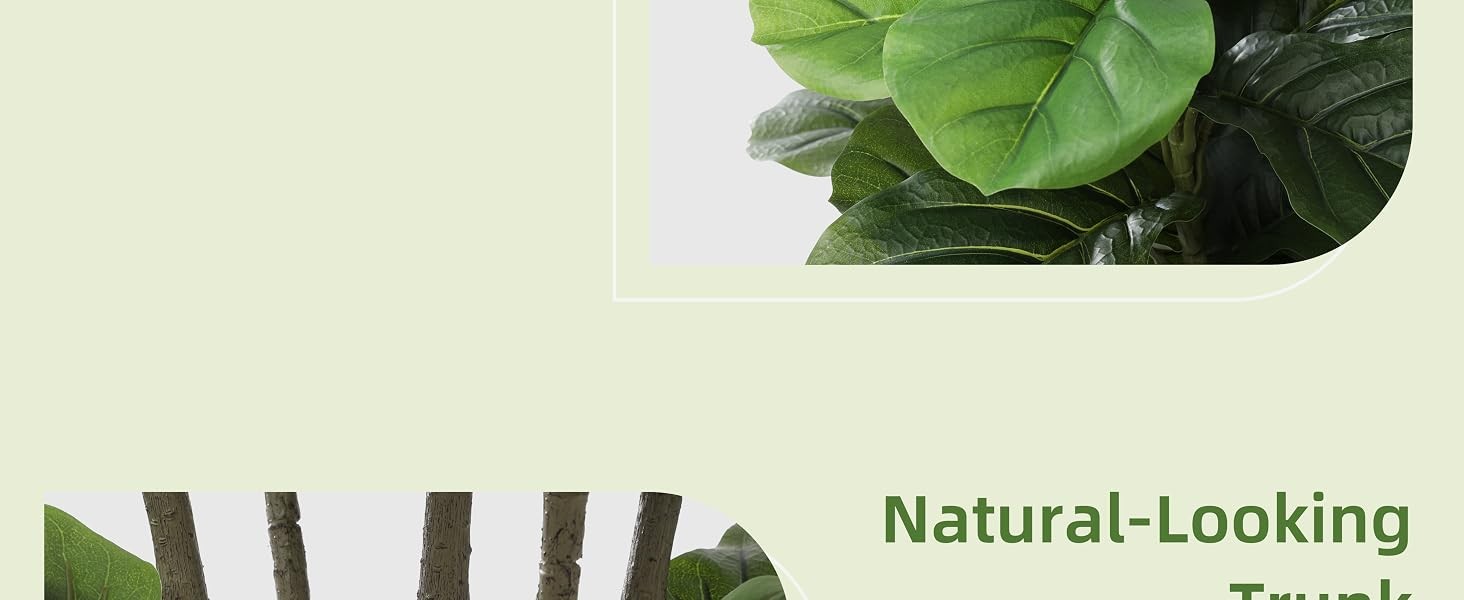 Artificial Fiddle Leaf Fig Tree 5FT – Faux Fig Tree with Black Diamond Planter –