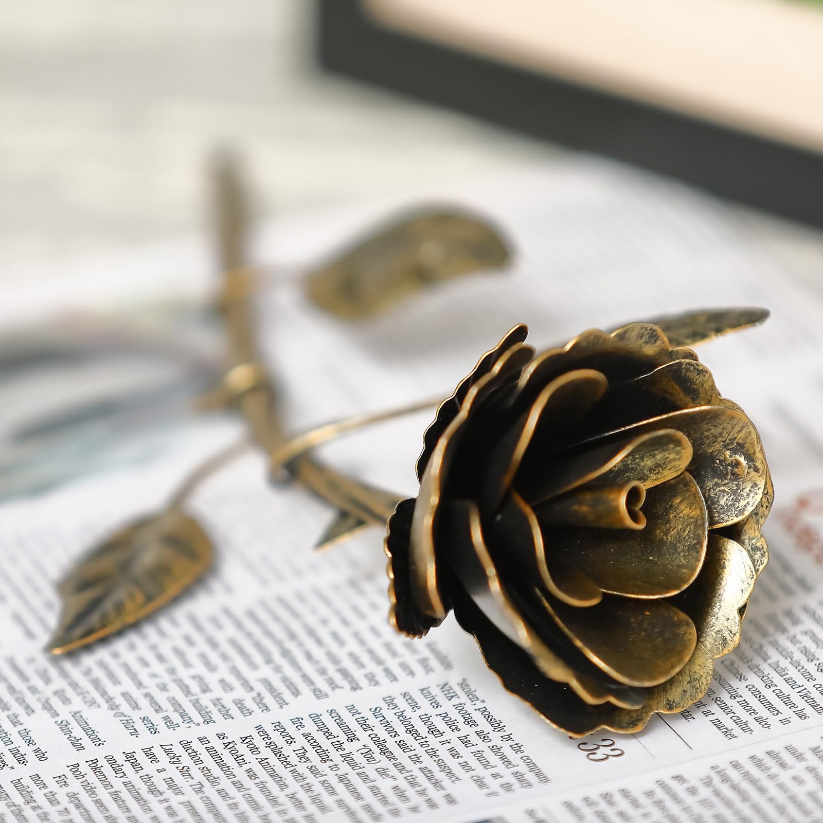 Iron Rose Gifts for Anniversary, Handcrafted Metal Rose, Bronze Anniversary M…