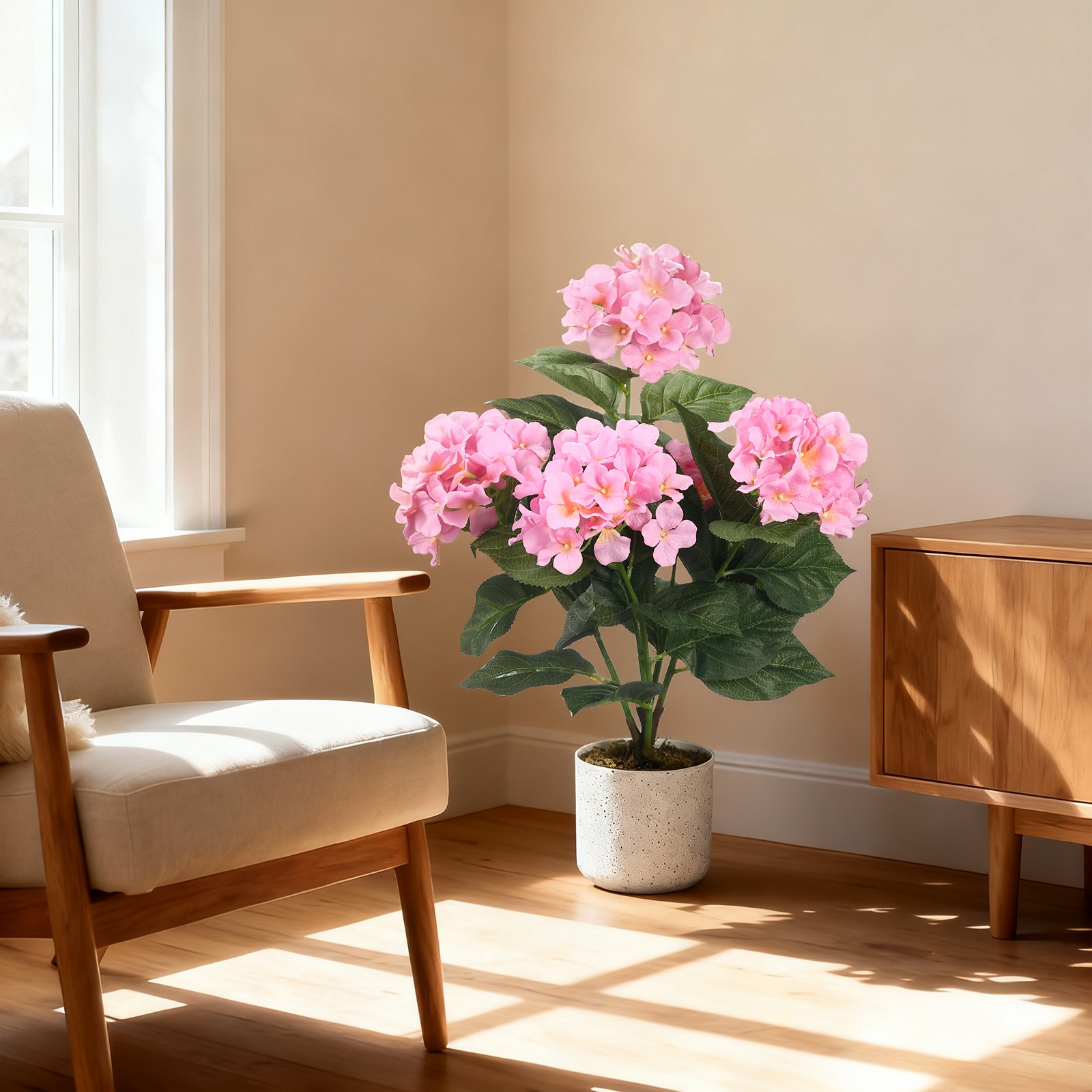 21.7″ Artificial Dahlia Plant in Pot 1 Pot w/2 Faux Flowers Lifelike Indoor Deco