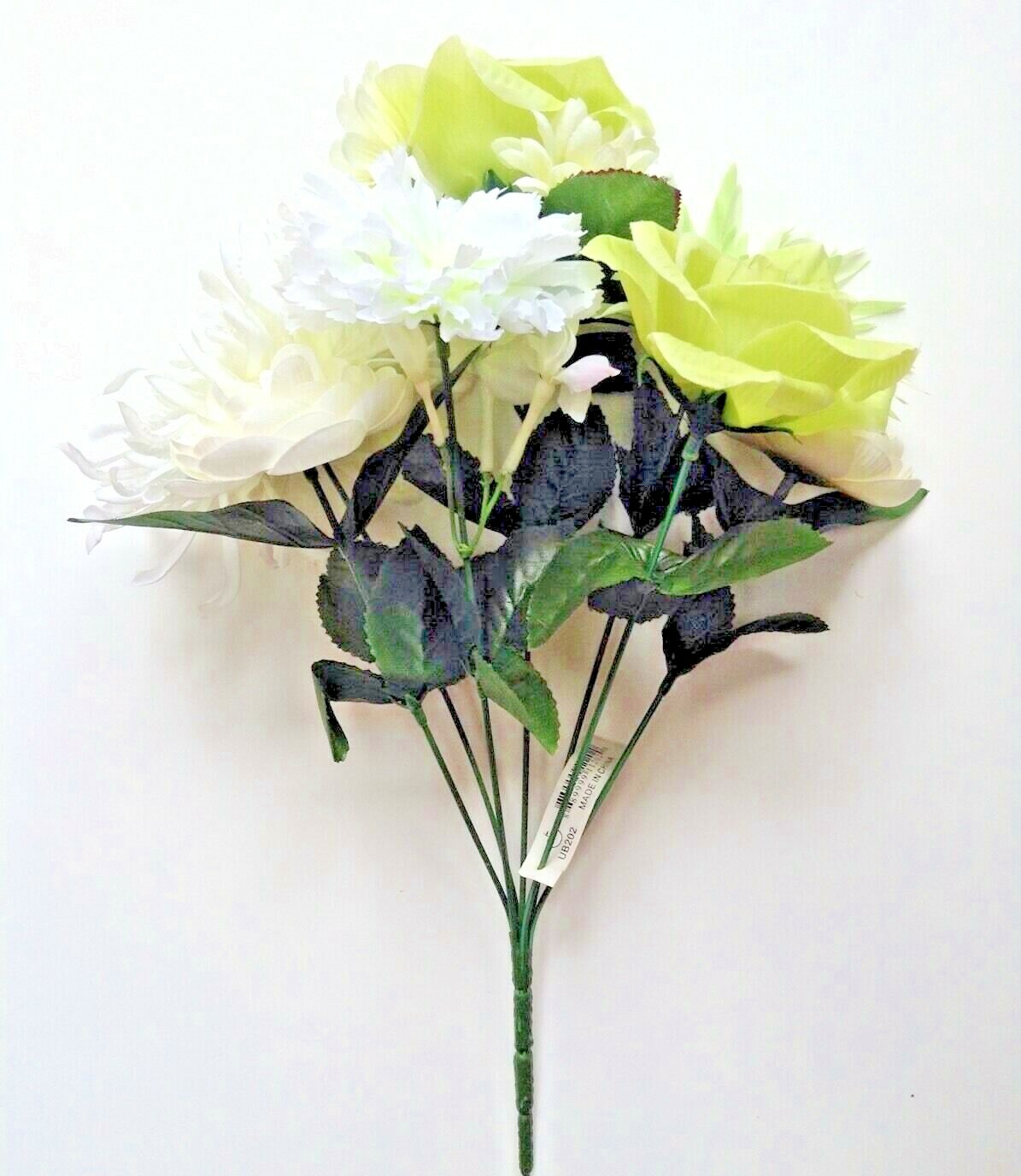 Cream Green Rose 15″ Mixed Bush Silk Flower Home Wedding Indoor Outdoor Decor US