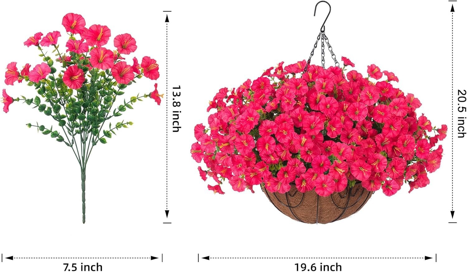 Artificial Faux Hanging Plants Flowers Basket for Outdoor Outside Spring Summer