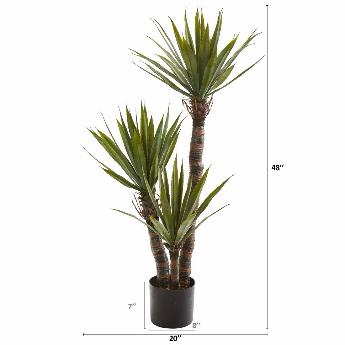 Artificial Yucca Tree in Black Planter, Green/Brown 48″ Floral & Garden