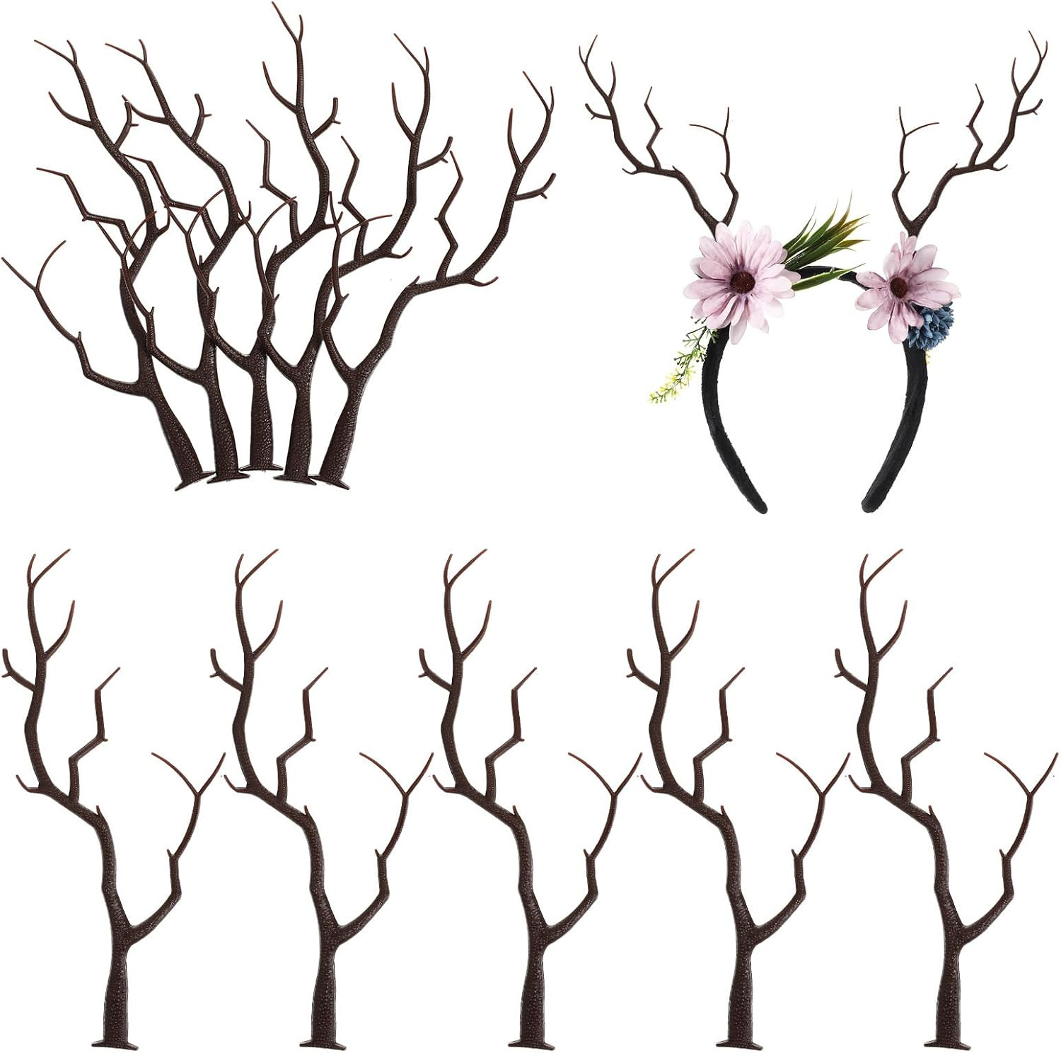 10Pcs Artificial Antler Dried Tree Branch Plastic Mini Christmas Deer Horn Decor