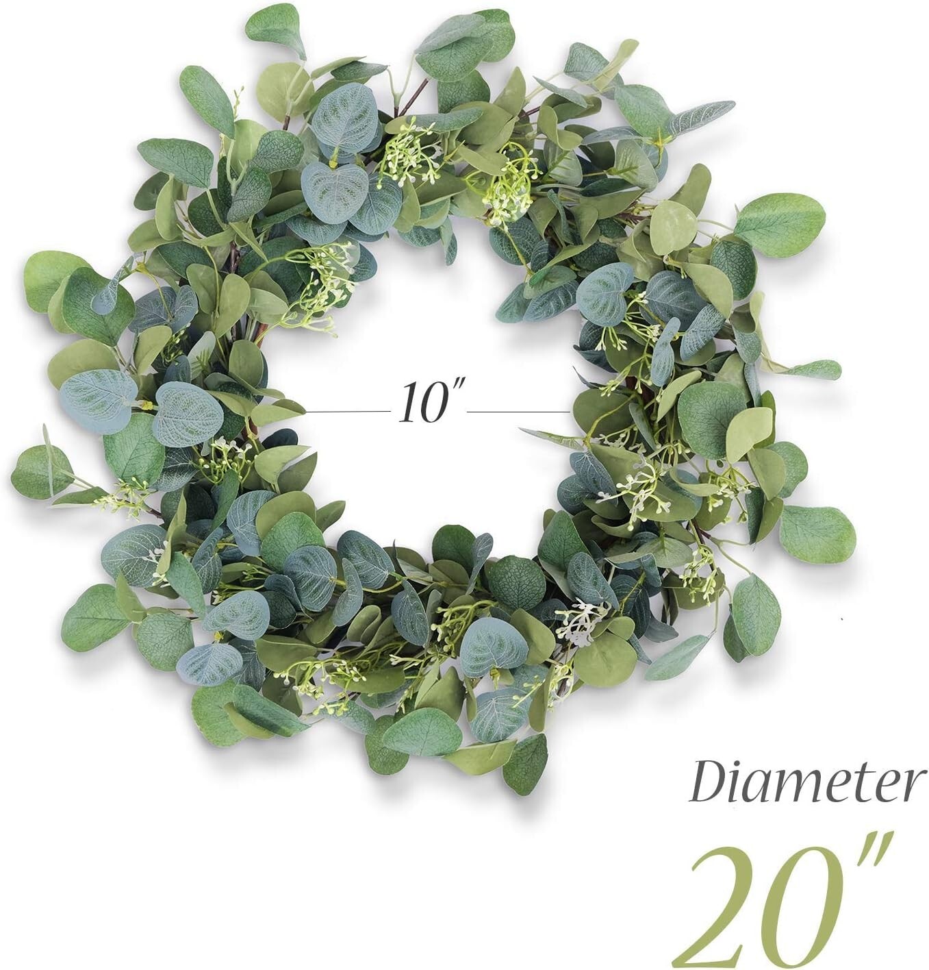 20” Silk Eucalyptus Wreath for -Round Charm – Indoor and Outdoor Use