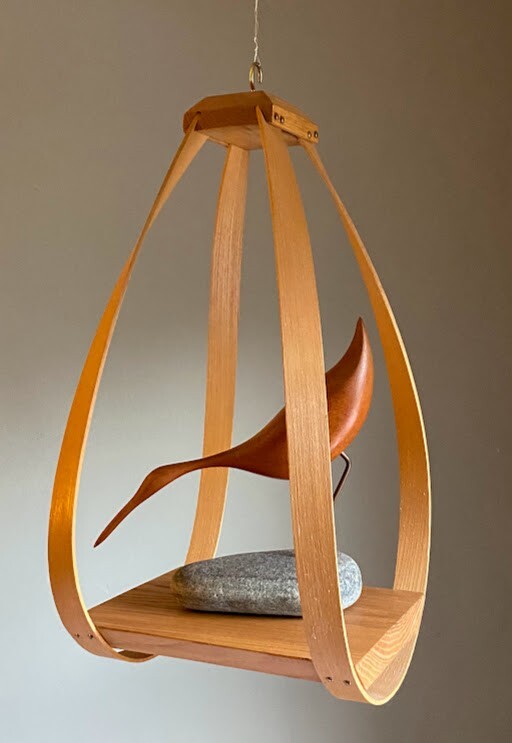 Bentwood Teardrop Hanging Wood Plant Planter Stand Shelf mcm mid century modern 