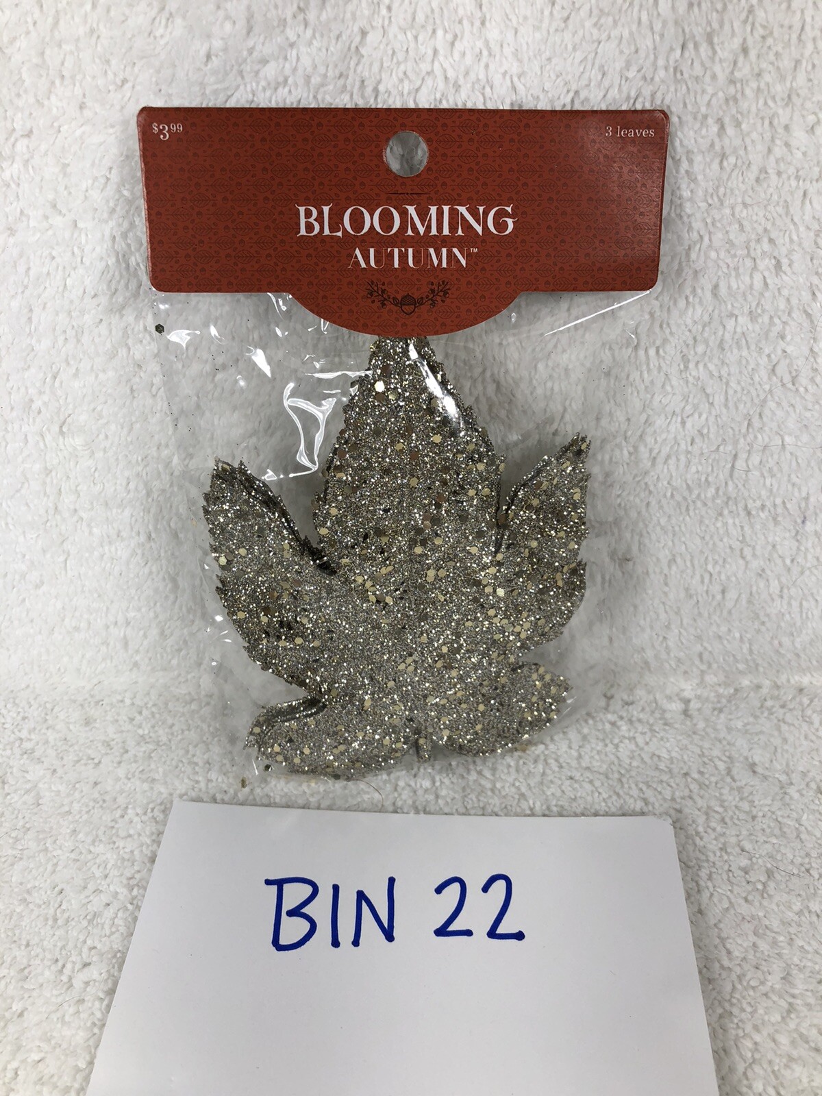 Fall Decor Silver Sparkle Bling Leaves Blooming Autumn 3 Maple Leaves Per Pkg
