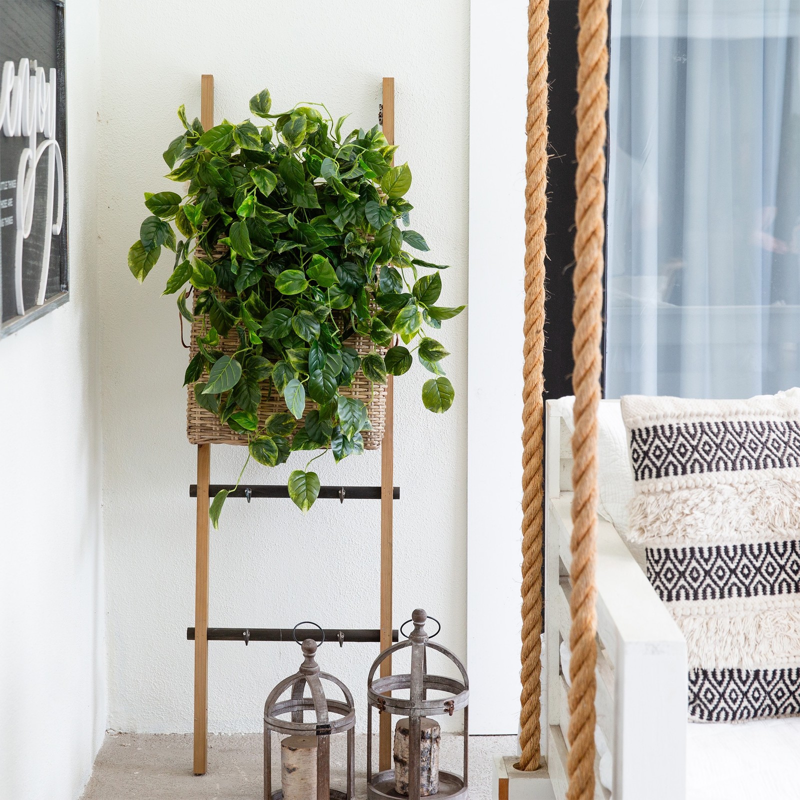 36 Inch Pothos Hanging Bush Plant Set of 2 UV Resistant Indoor Outdoor Decor