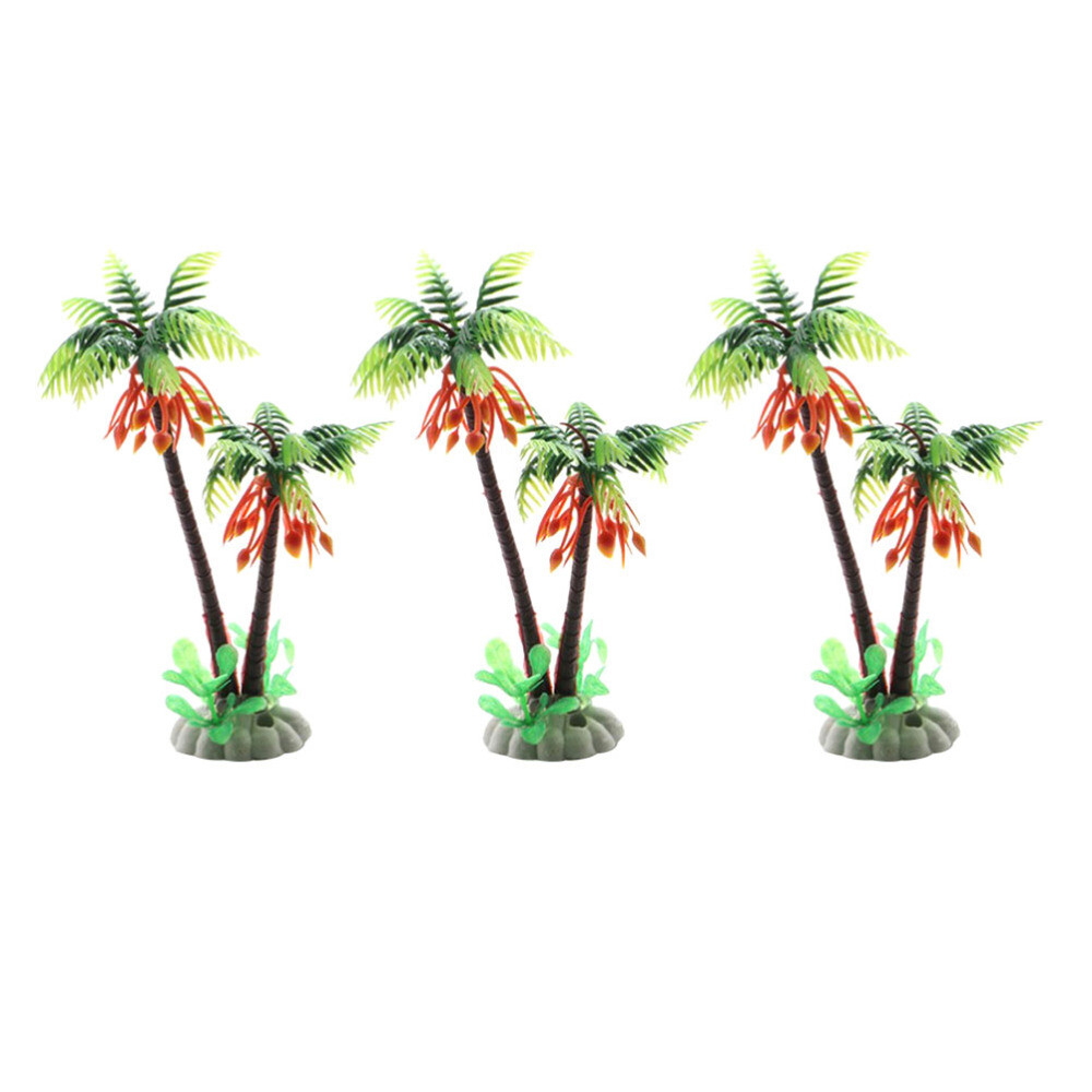 6PCS Plastic Water Plants Creative palm tree model Decorative Small