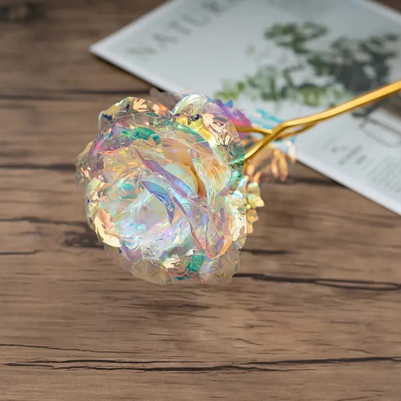 Rose Colorful Rainbow Artificial Flowers Crystal Flower Best Gifts for Mother’s