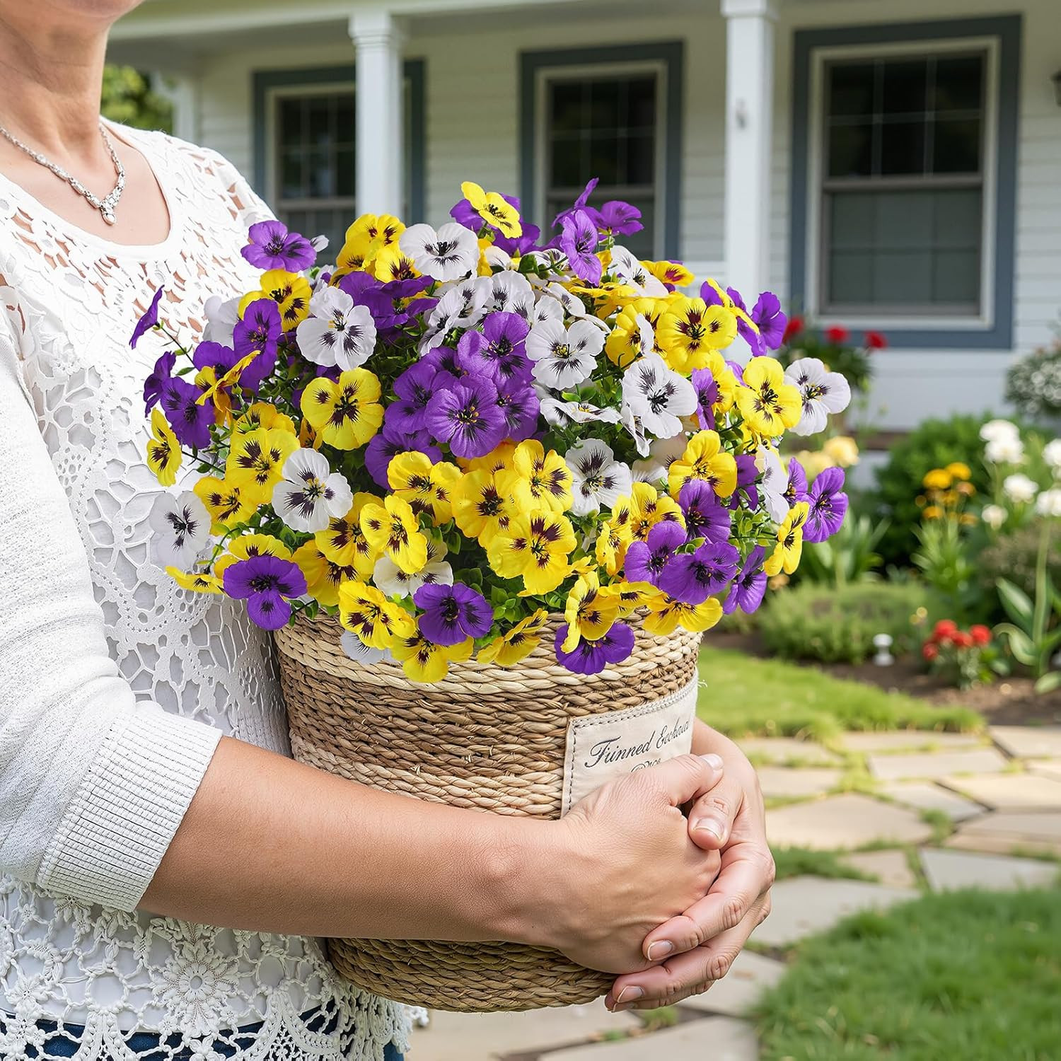 Alupssuc 48 Bundles Artificial Flowers for Outdoors, Fake Spring Flowers for Dec