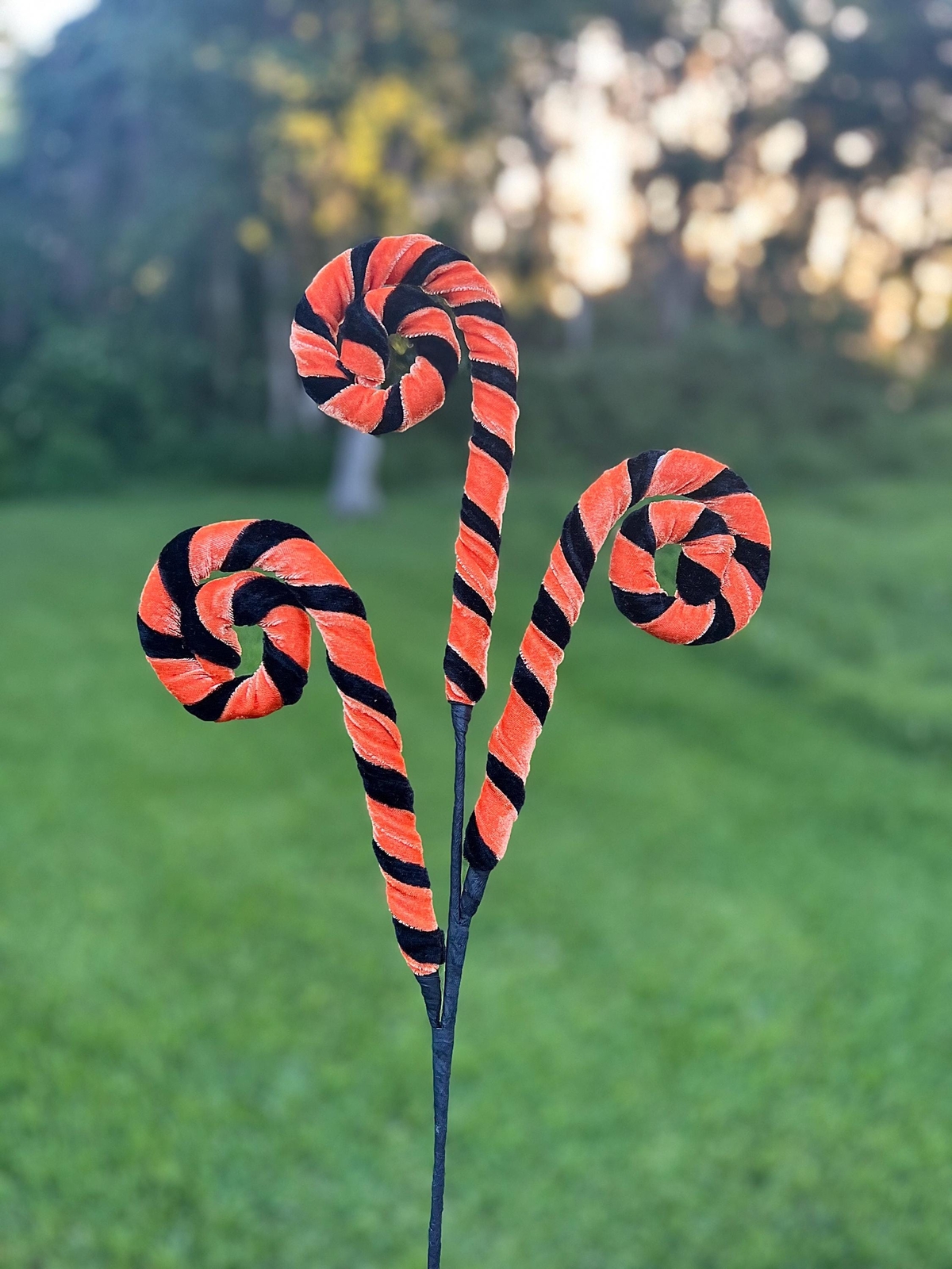 28″ Velvet Whimsy Curl Spray Black and Orange Fall Halloween Trim a Tree DIY