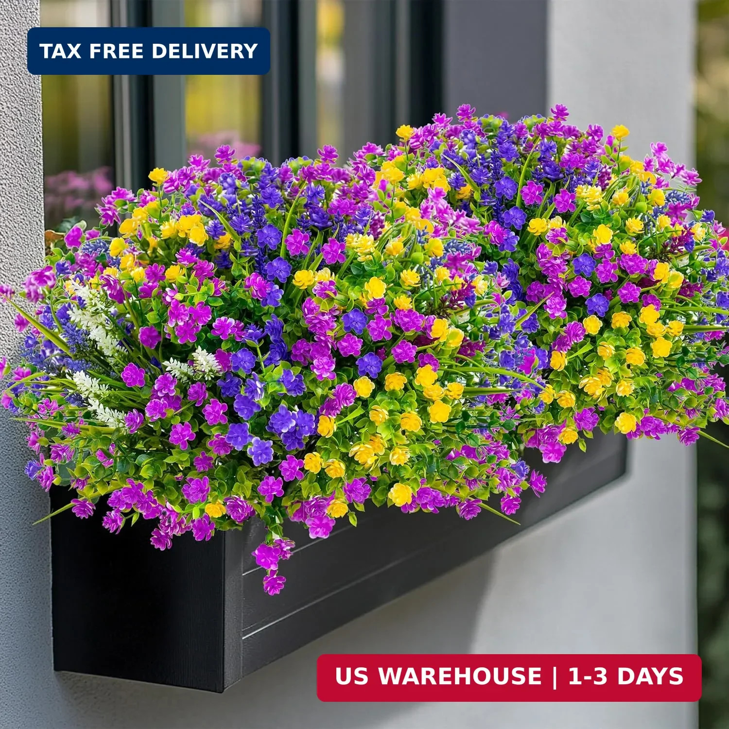 AXYLEX Artificial Flowers Outdoor Fake Plants – 12 Bundles UV Resistant Shrubs N