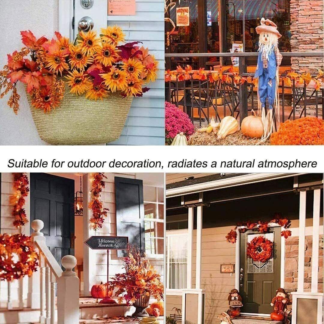 Autumn Fall Maple Leaves LED Lights Hanging Plant Halloween Artificial Flowers